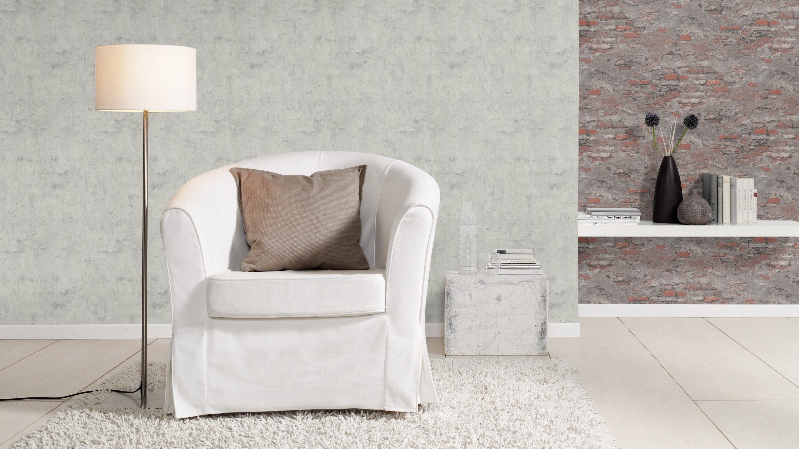 Rasch Vliestapete Betonoptik - Vinyltapete Grau Silber, Betonoptik, (1 Rolle, 1 St., 10,05 m x 0,53 m), gute Lichtbeständigkeit, feucht abwischbar, restlos abziehbar
