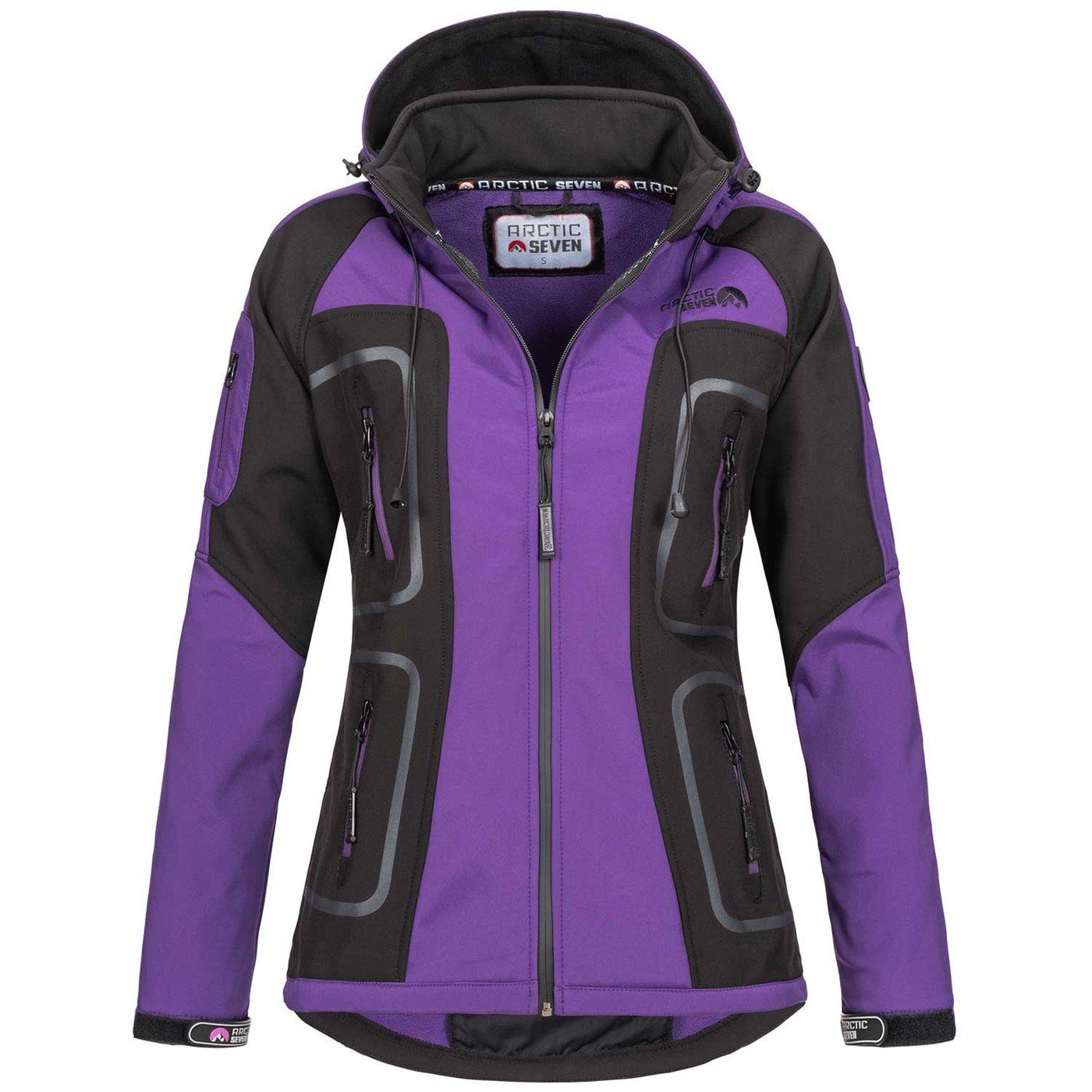 Arctic Seven Softshelljacke AS-181 funktionale Outdoorjacke mit abnehmbarer Kapuze lila