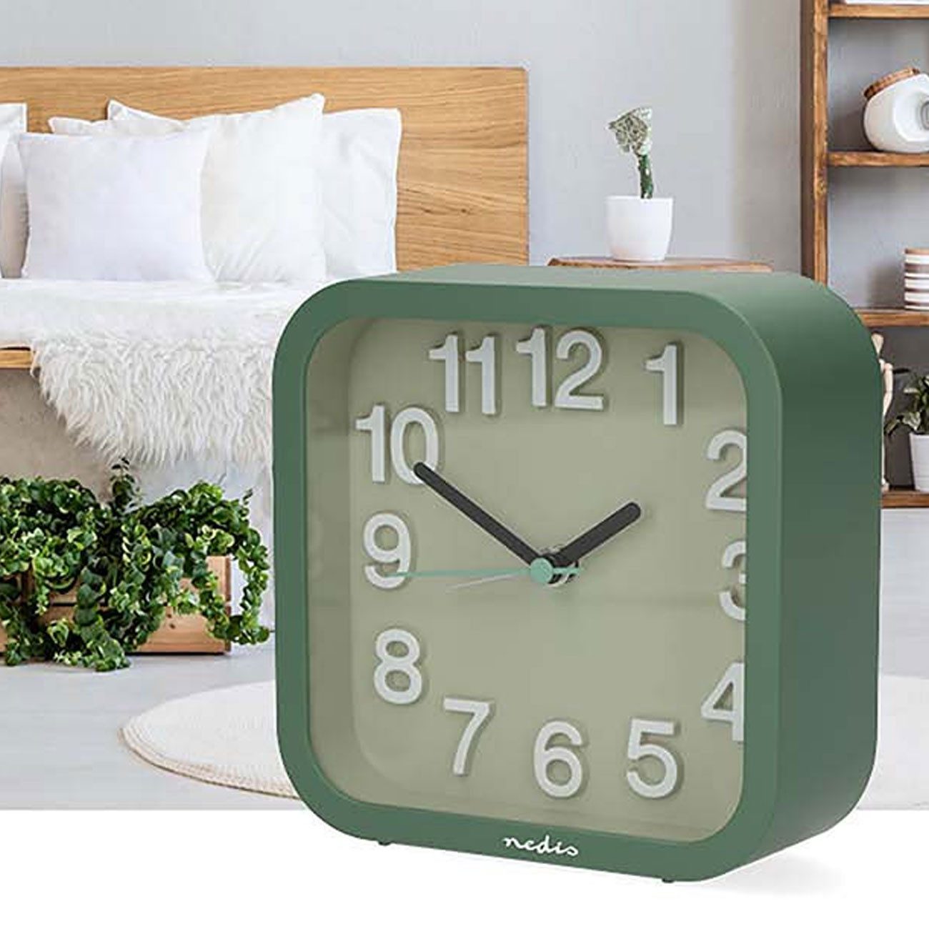 Nedis Wecker Retro Wecker Analog Tischuhr Quarzwecker batteriebetrieben ohne Ticken, leise, geräuscharm, schleichende Sekunde – Bild 2 von 5