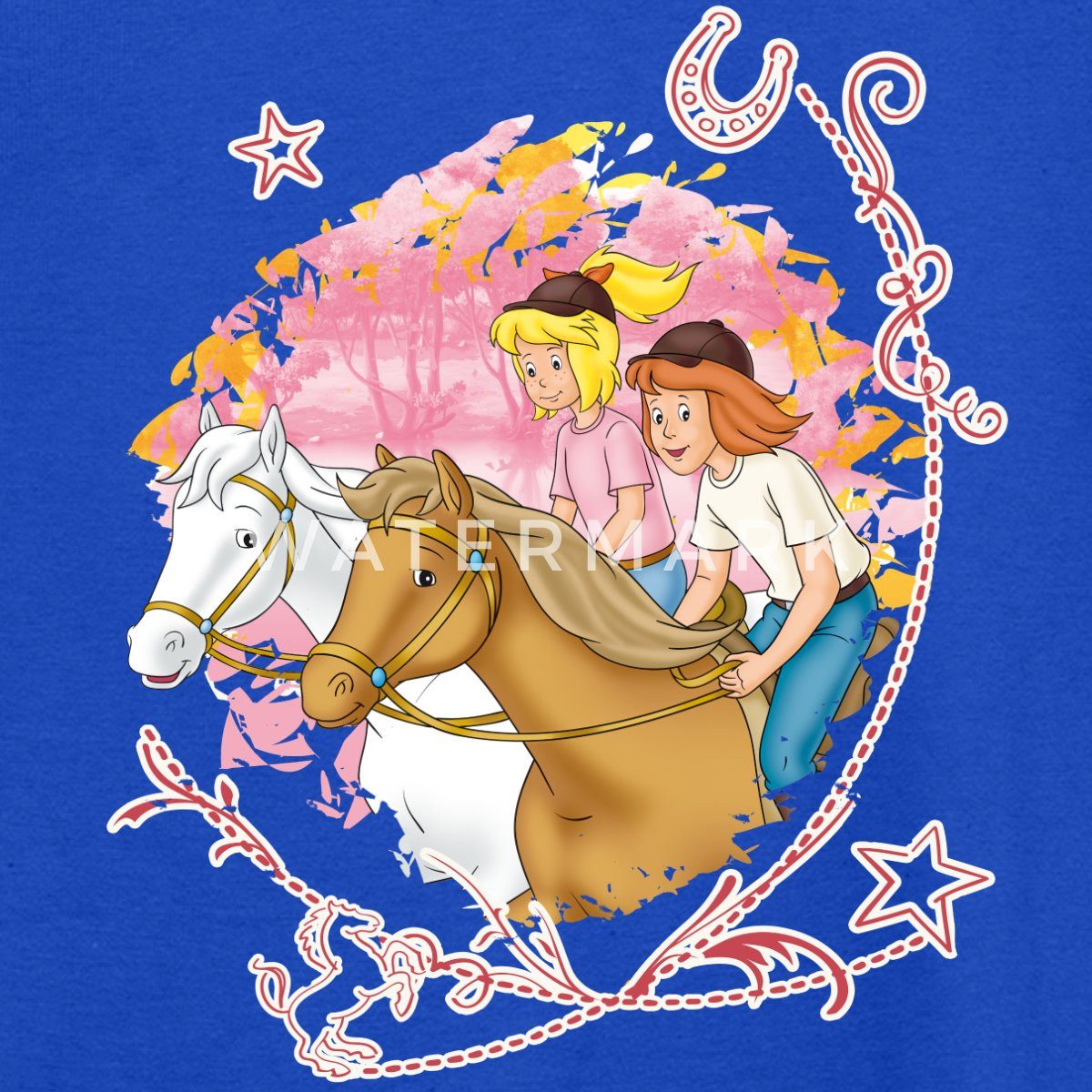 Spreadshirt T-Shirt Bibi Und Tina Wettreiten Im Wald Teenager T-Shirt (1-tlg)