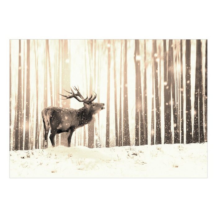 KUNSTLOFT Vliestapete Deer in the Snow (Sepia) lichtbeständige Design Tapete