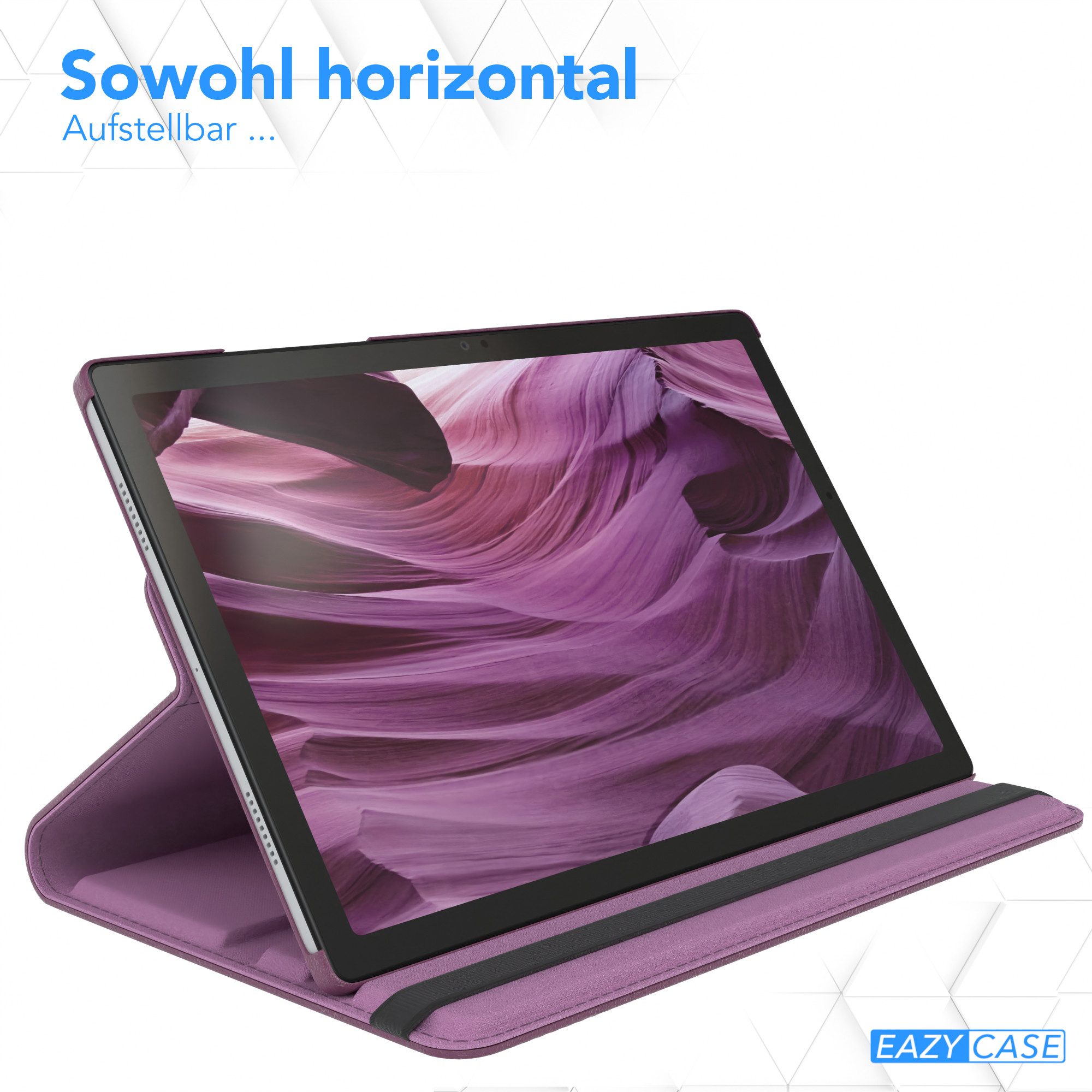 EAZY CASE Tablet-Hülle Rotation Case für Samsung Galaxy Tab A8 10.5 LTE 10,5 Zoll, Tablet-Hülle Bookstyle Case Fullcover Schutz Tasche Stehfunktion Lila – Bild 4 von 5