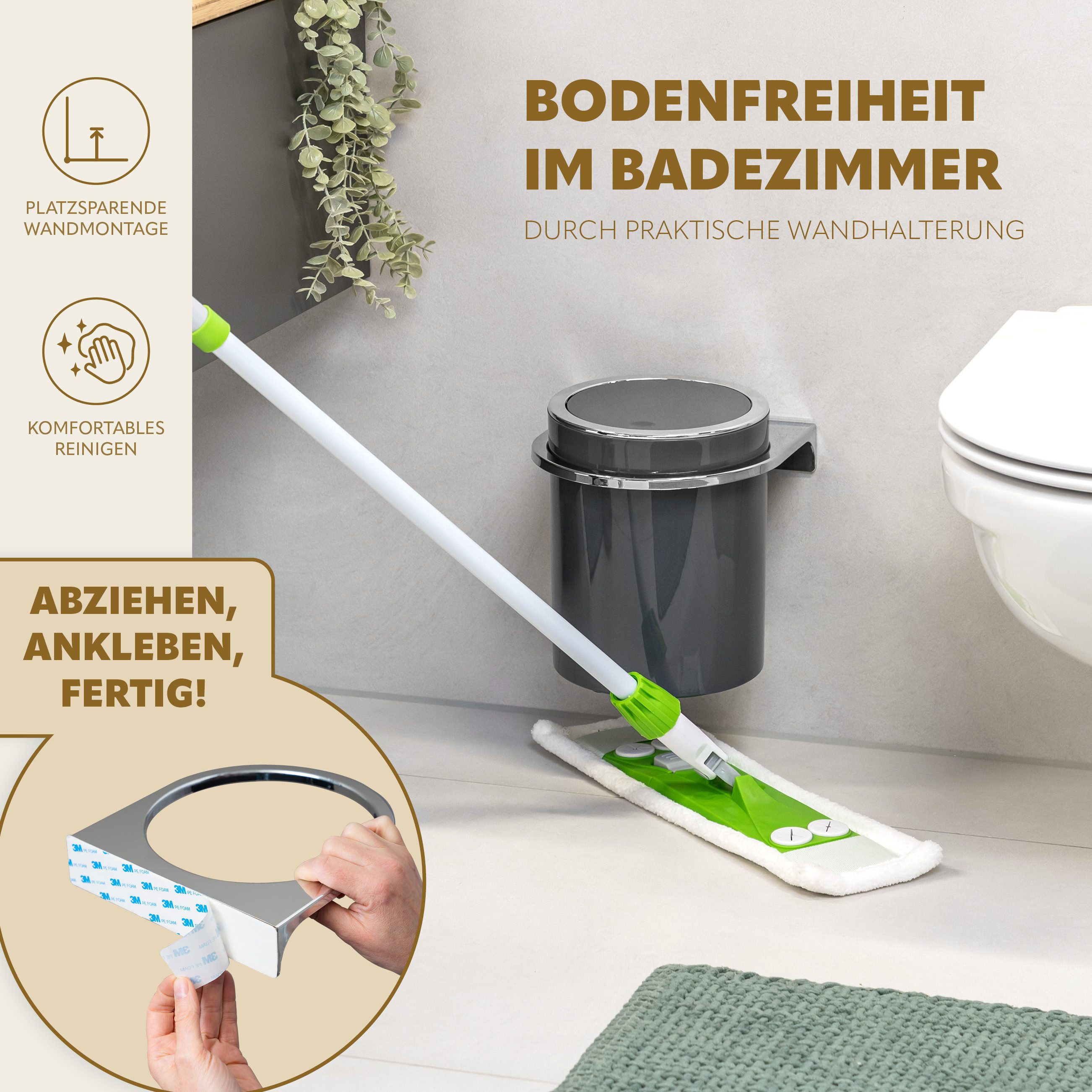 bremermann Kosmetikeimer SAVONA inkl. Wandhalterung 5,5 Liter, rund