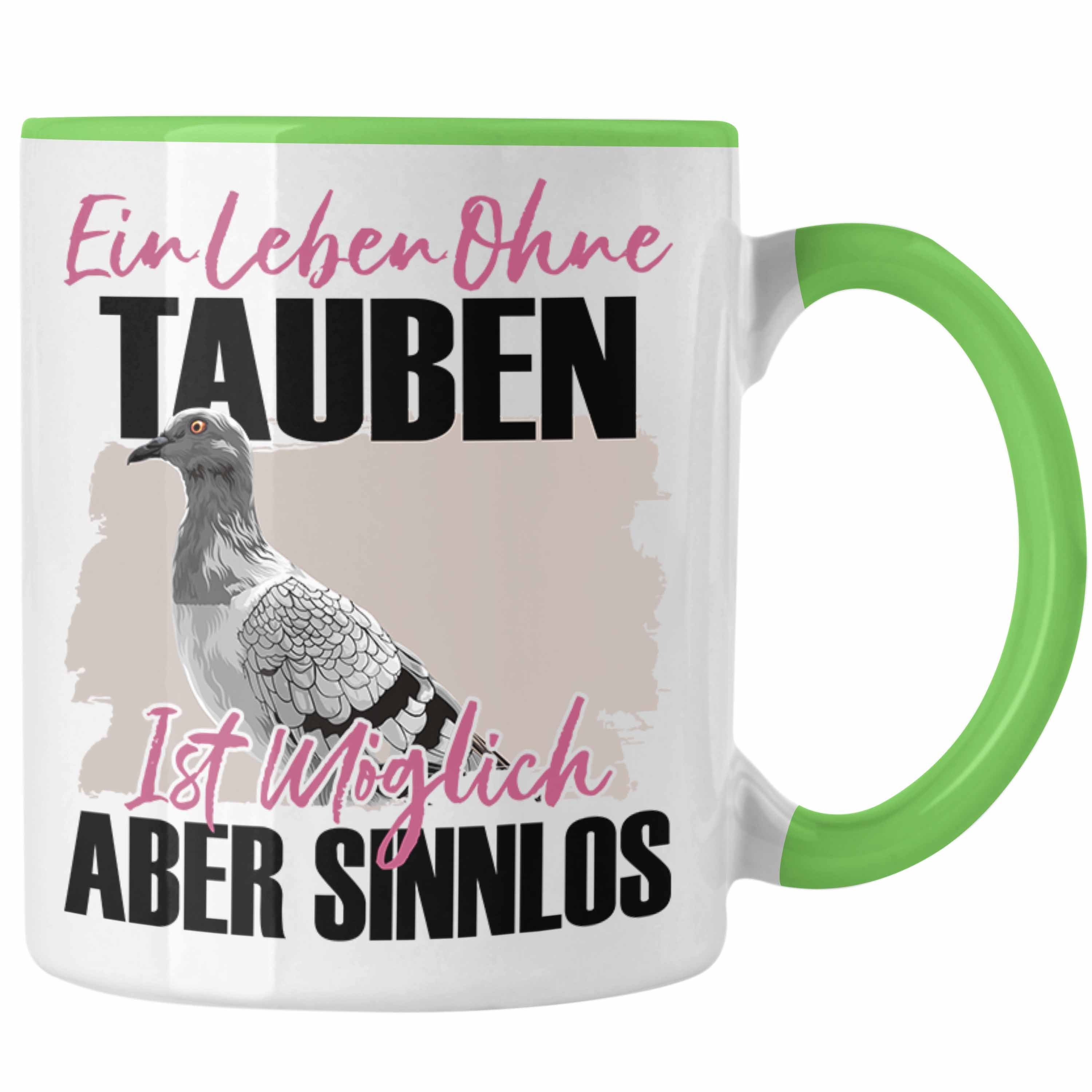 Trendation Tasse Trendation - Eule Tasse Geschenk Spruch Tauben Liebhaber Geschenkidee Grün