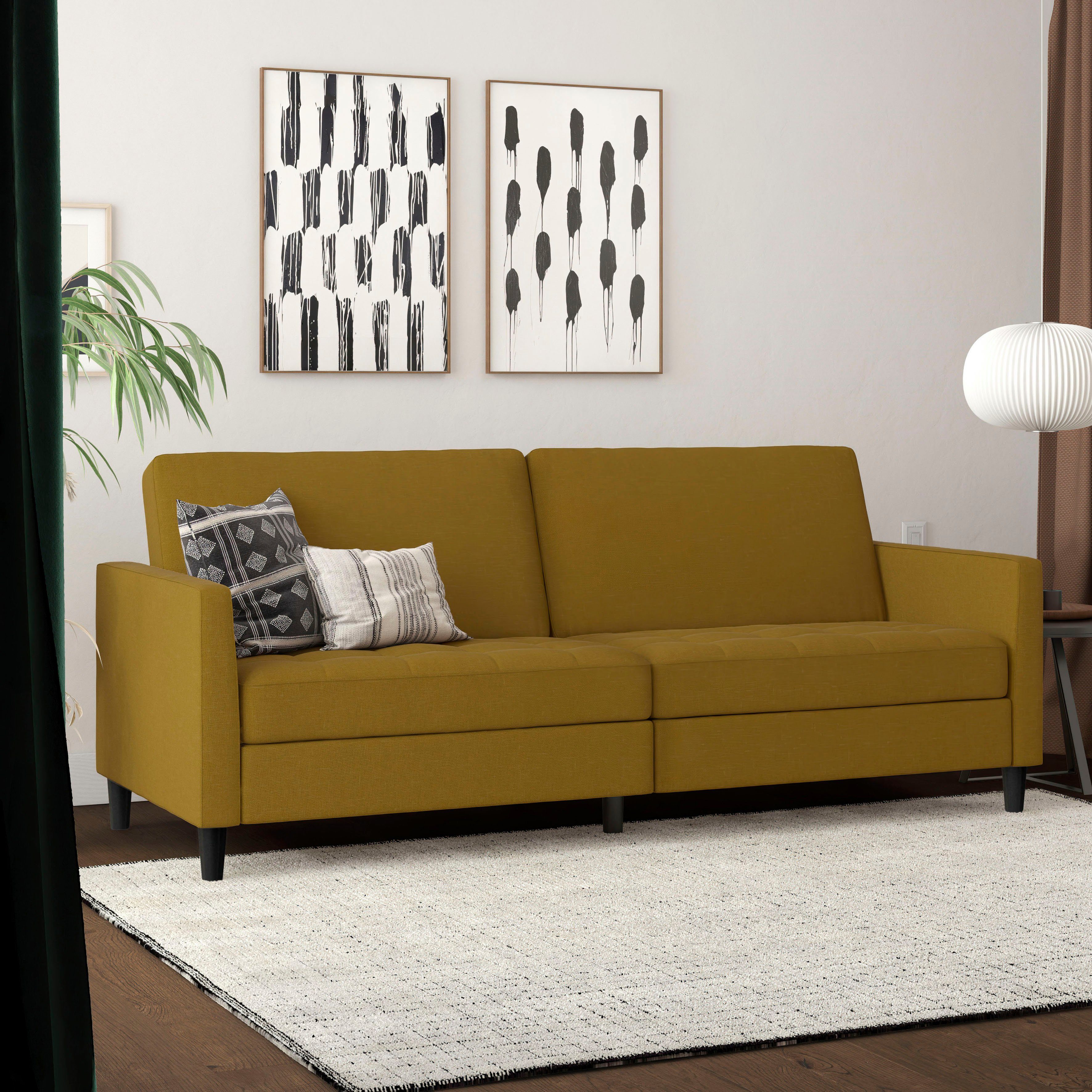 Dorel Home 3-Sitzer Presley, Sofa verstellbarer mit und Rückenlehne Bett-Funktion
