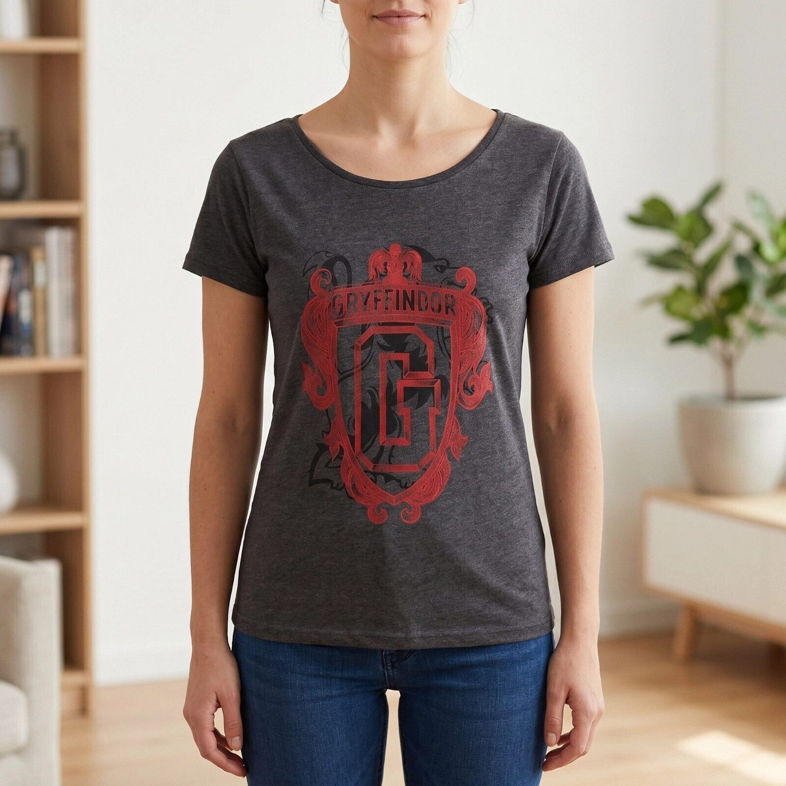 Harry Potter T-Shirt Harry Potter Hogwarts Damen kurzarm Shirt Gr. XS bis XL