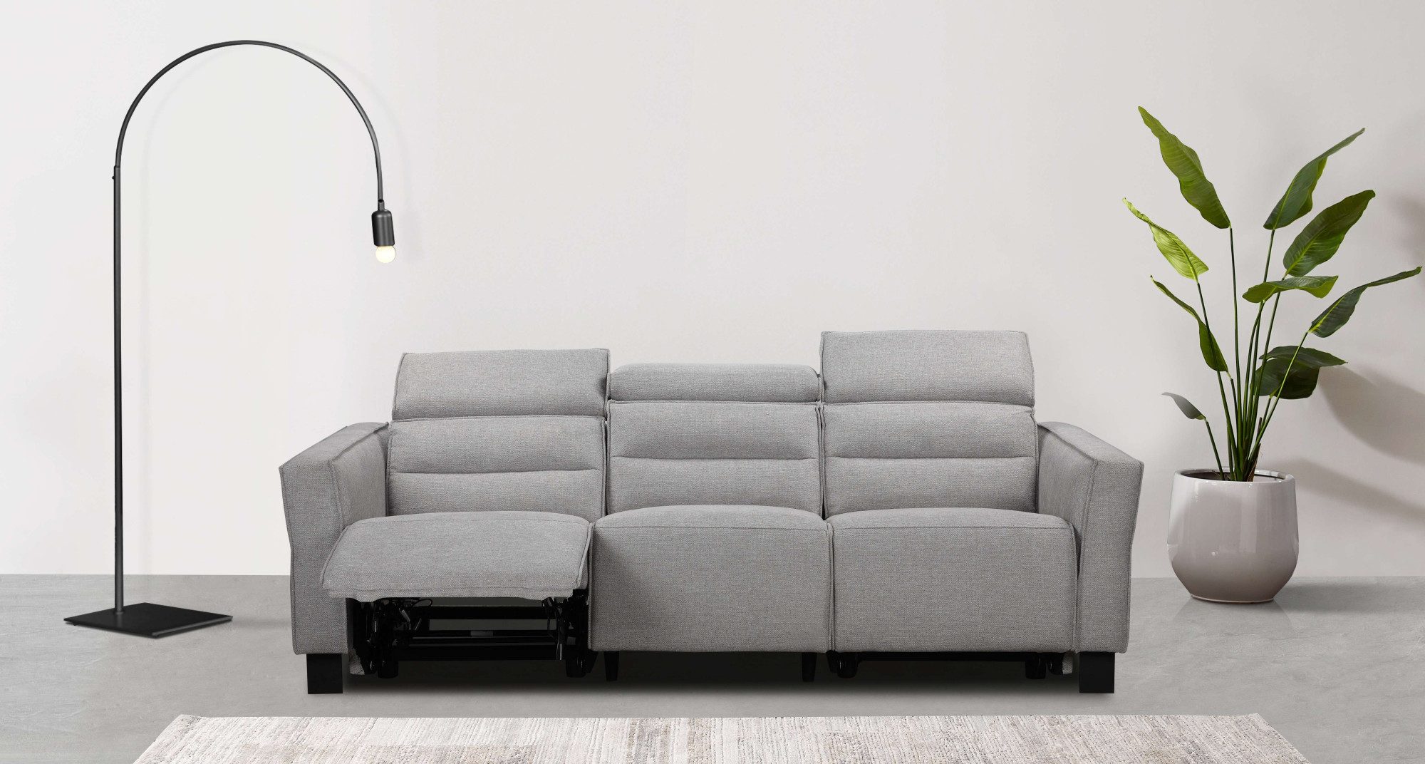 Home affaire 3-Sitzer Carpari, 224cm, manuelle od. elektrische Relaxfunktion in 2 Sitzen, mit USB-A/C, Kopfteilverstellung, Echtleder, Kunstleder, Webstoff