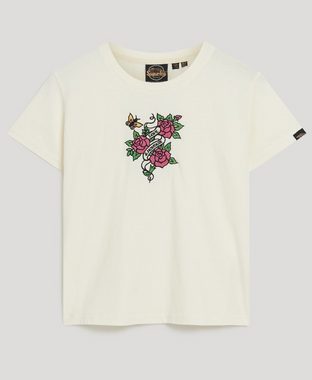 Superdry T-Shirt TATTOO EMBROIDERED FITTED TEE Cream