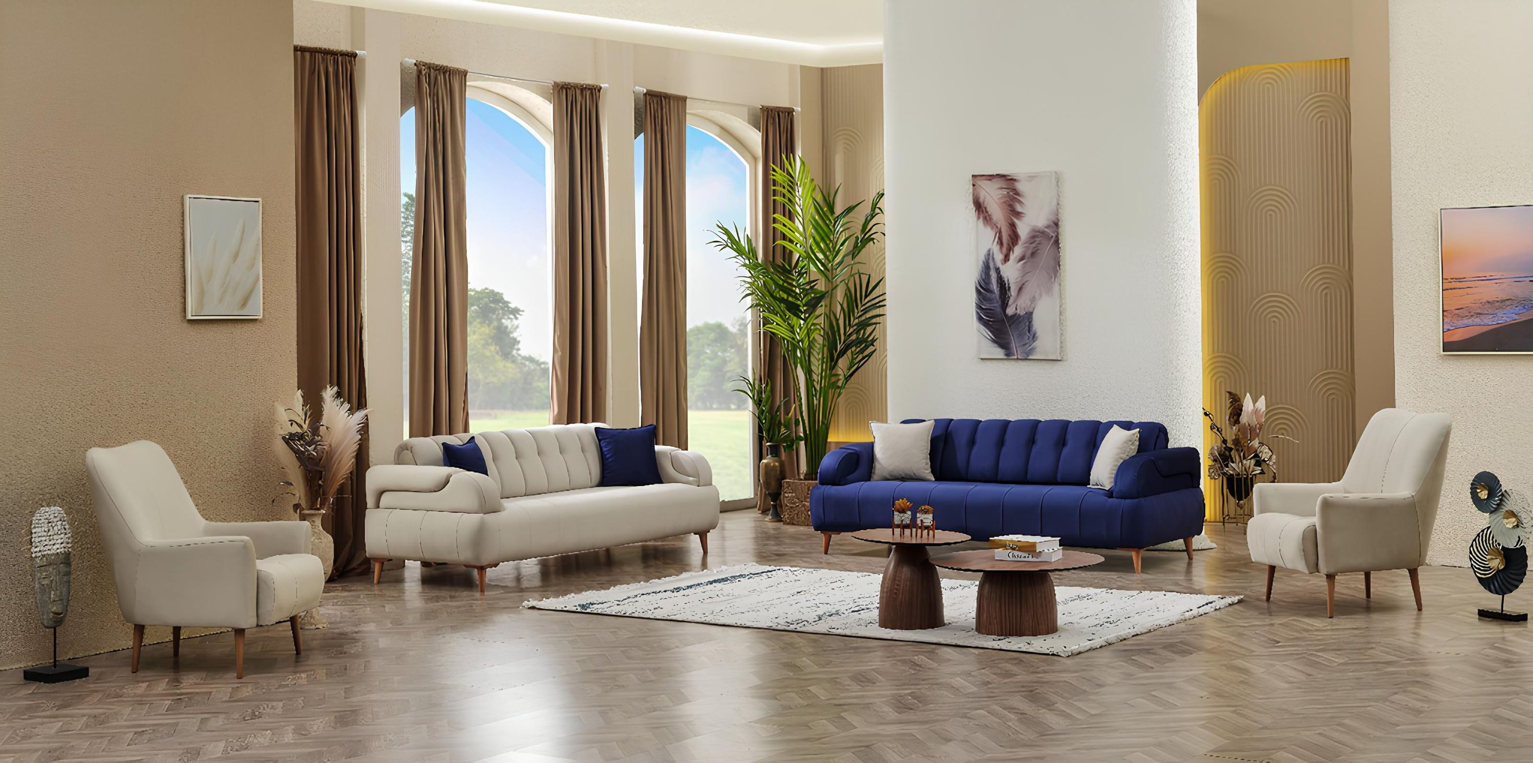 Nobelaa Sofa Sitzgruppe/Sofa Set - Wohnzimmergarnitur "Aluna" 3+3+1+1