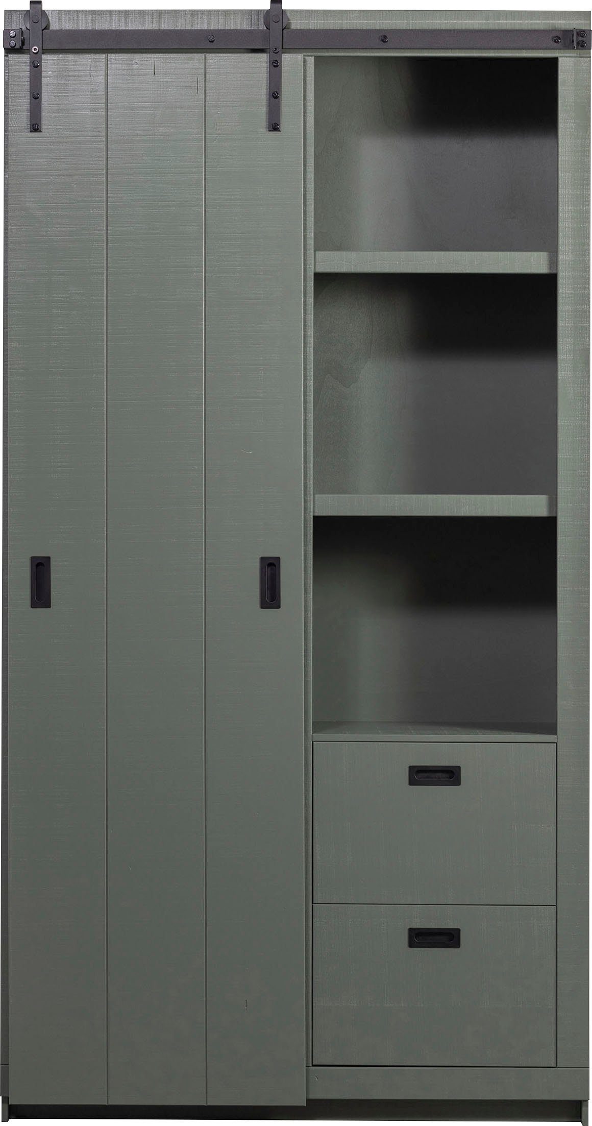 WOOOD Vitrine Slide, mit Schiebetür mit 4 Schubkästen, H 230 cm x B 120 cm