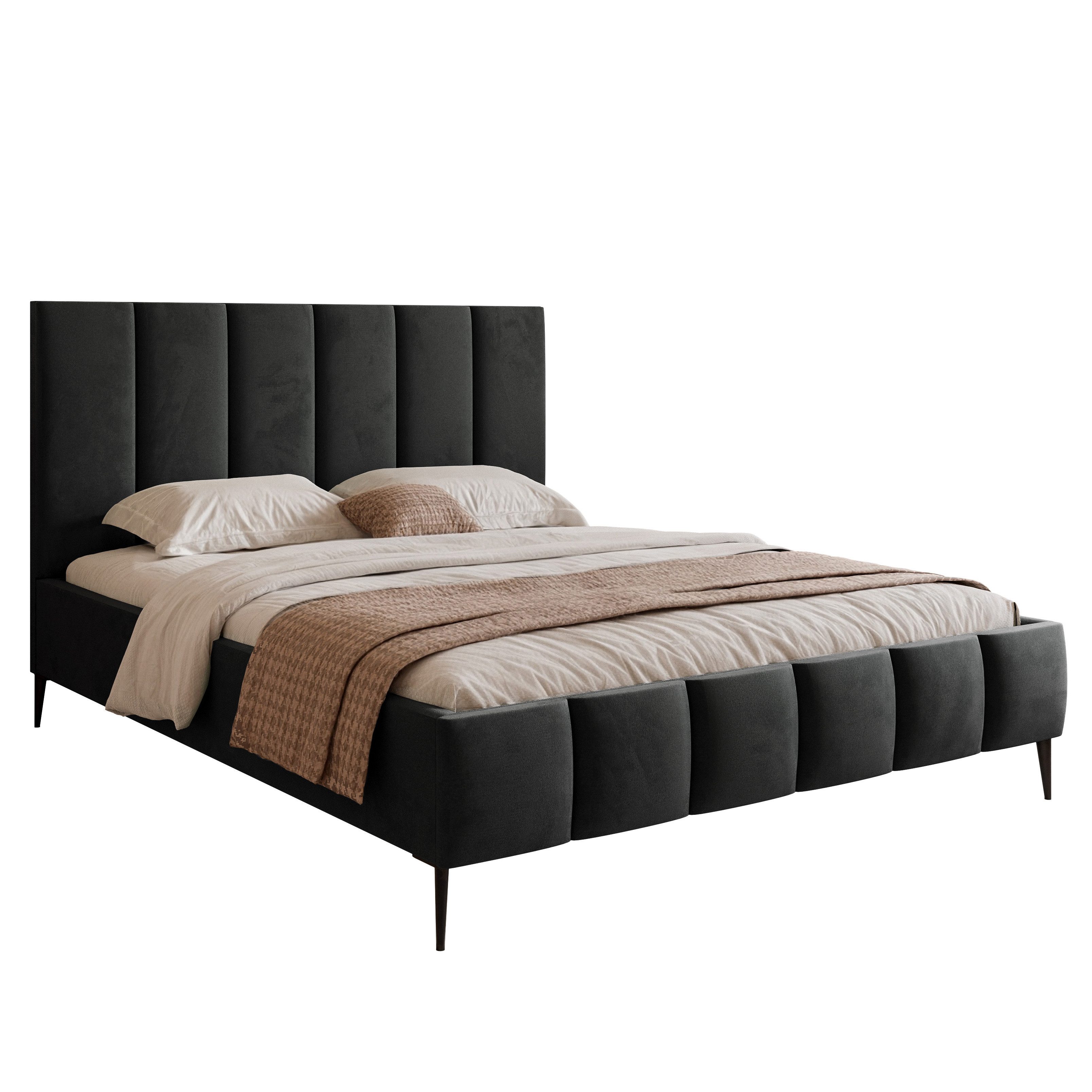 Goldstoff Polsterbett Elegantes Bett mit hohem günstig online kaufen