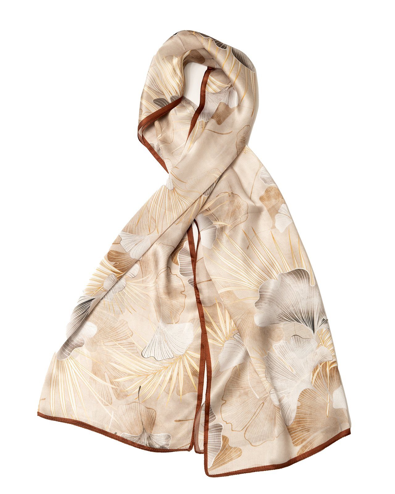 MayTree Seidenschal Gingko ocker, 55 x 175 cm, Sommerschal, leichter Damens günstig online kaufen