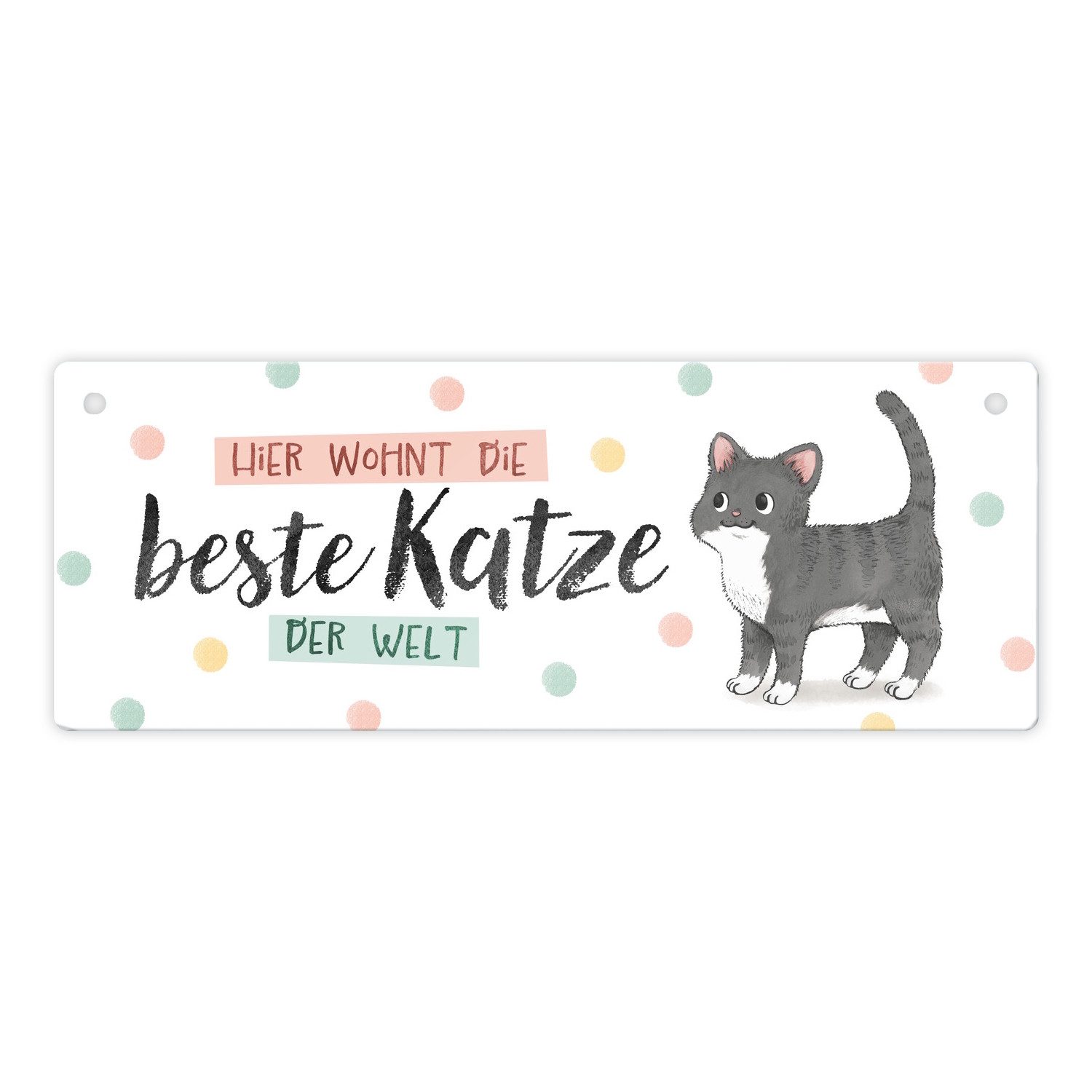 speecheese Metallschild Beste Katze der Welt Metallschild L in 10 5x28cm mit schwarz weißer