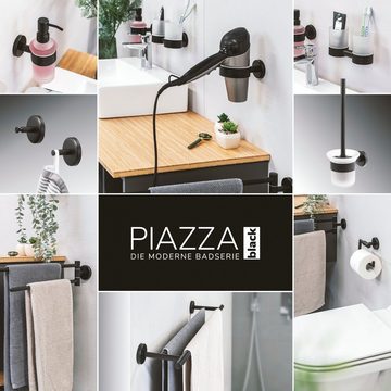 bremermann Toilettenpapierhalter Bad-Serie PIAZZA BLACK - schwarz inkl. Klebeset, ohne Bohren