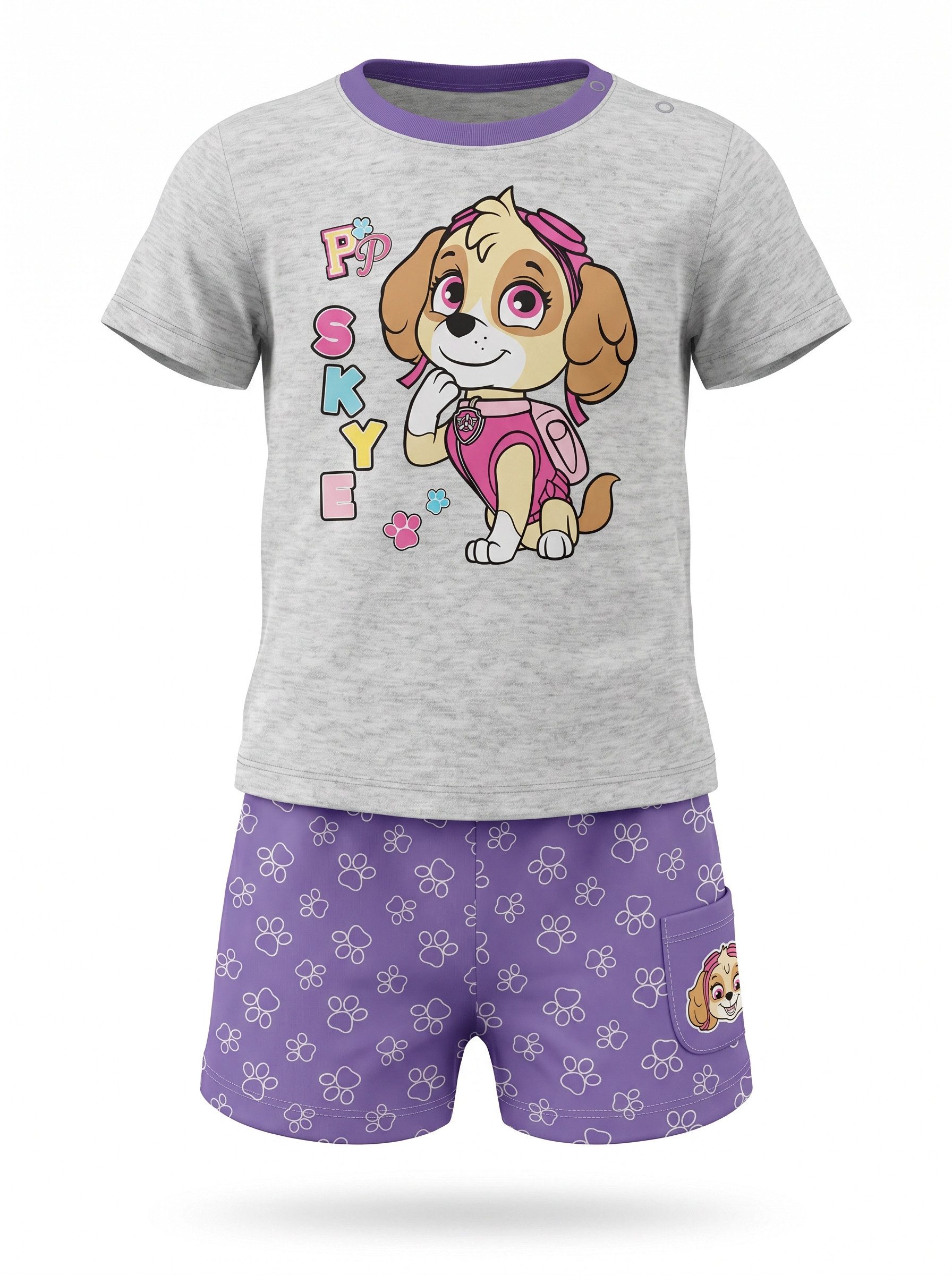 Print-Shirt Paw Patrol Skye Mädchen Baby Kurzarm Shirt plus Shorts