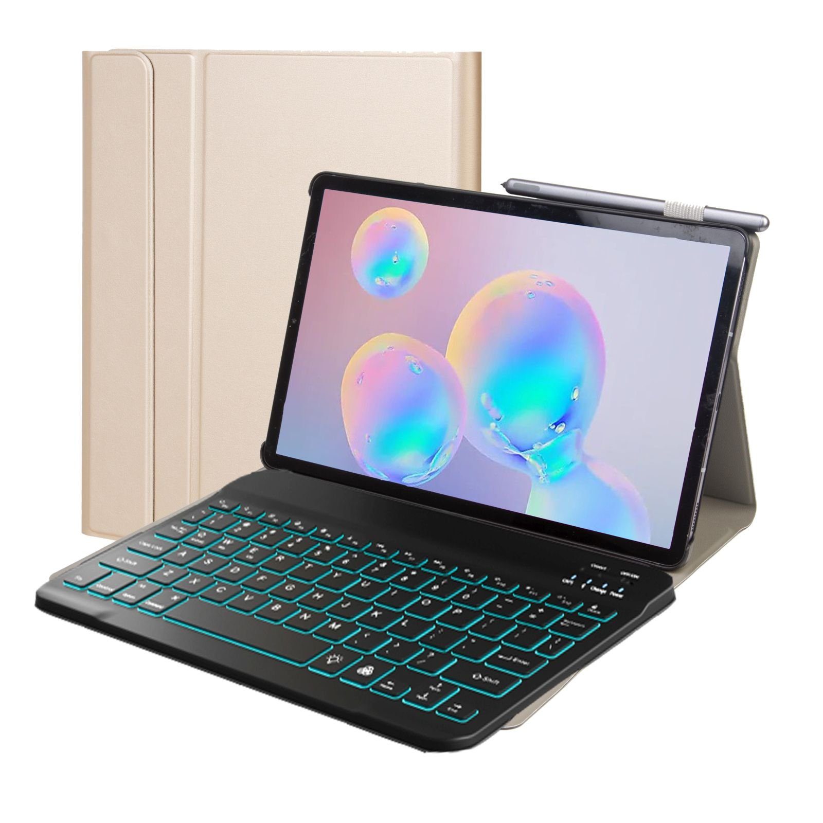 Lobwerk Tablet-Hülle 2in1 Set (Hülle + Tastatur) für Samsung Galaxy Tab A SM-T510 SM-T515, Aufstellfunktion, Sturzdämpfung
