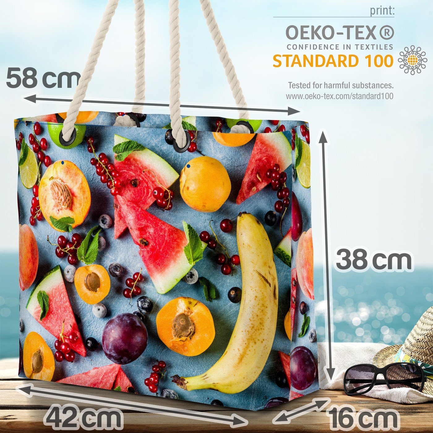 VOID Gesund Vitamine Essen Obst Smoothie Beeren Bag Beach Sommer Wasser-Melone (1-tlg), Strandtasche