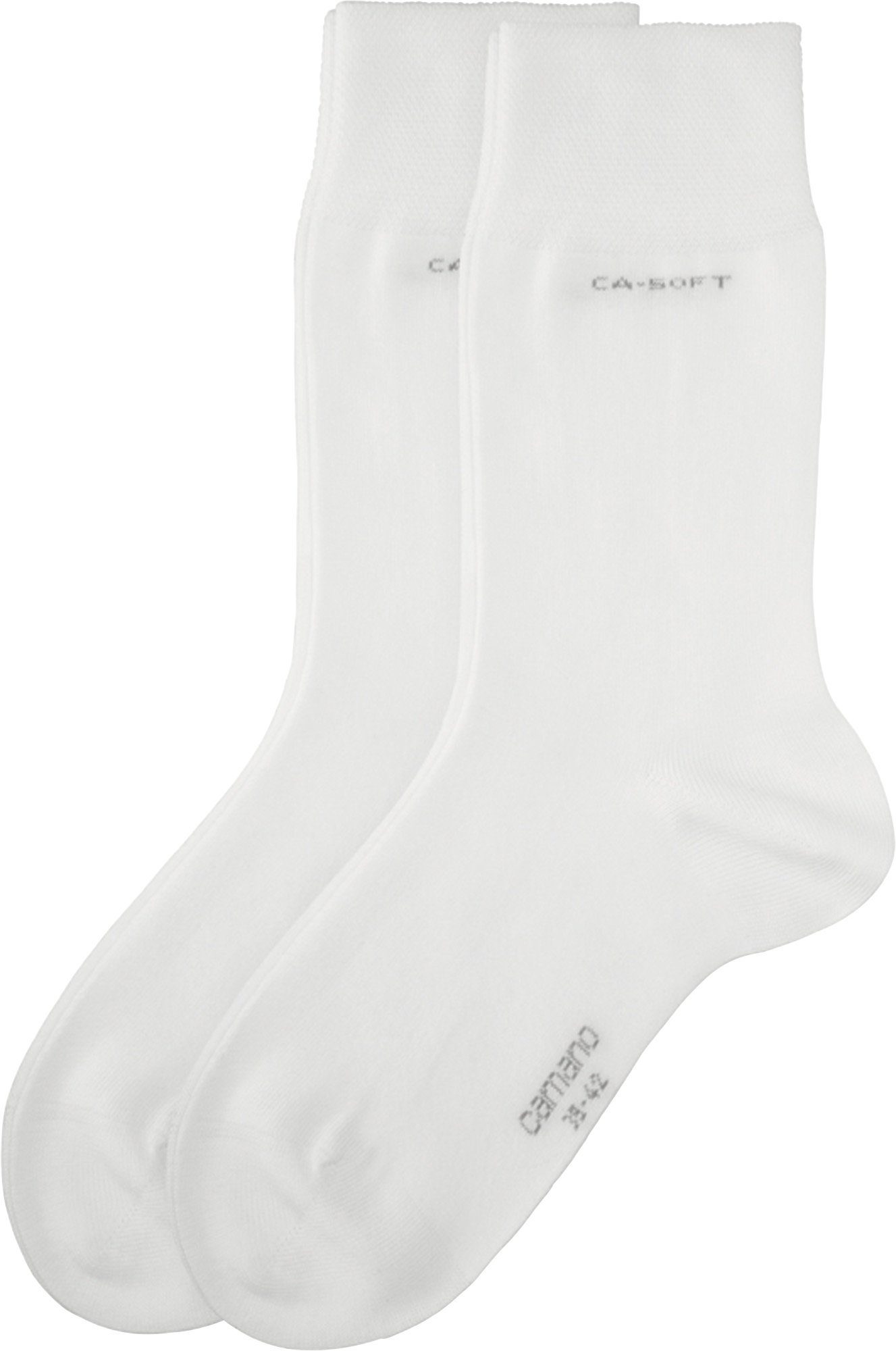 Camano Socken Unisex-Socken 2 Paar mit Softbund Uni weiß