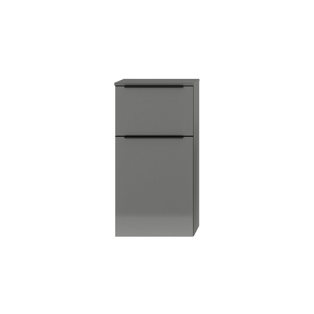 Lomadox Unterschrank PALERMO-136-GREY grau mit schwarzer Griffleiste 45,3/88/37,4 cm