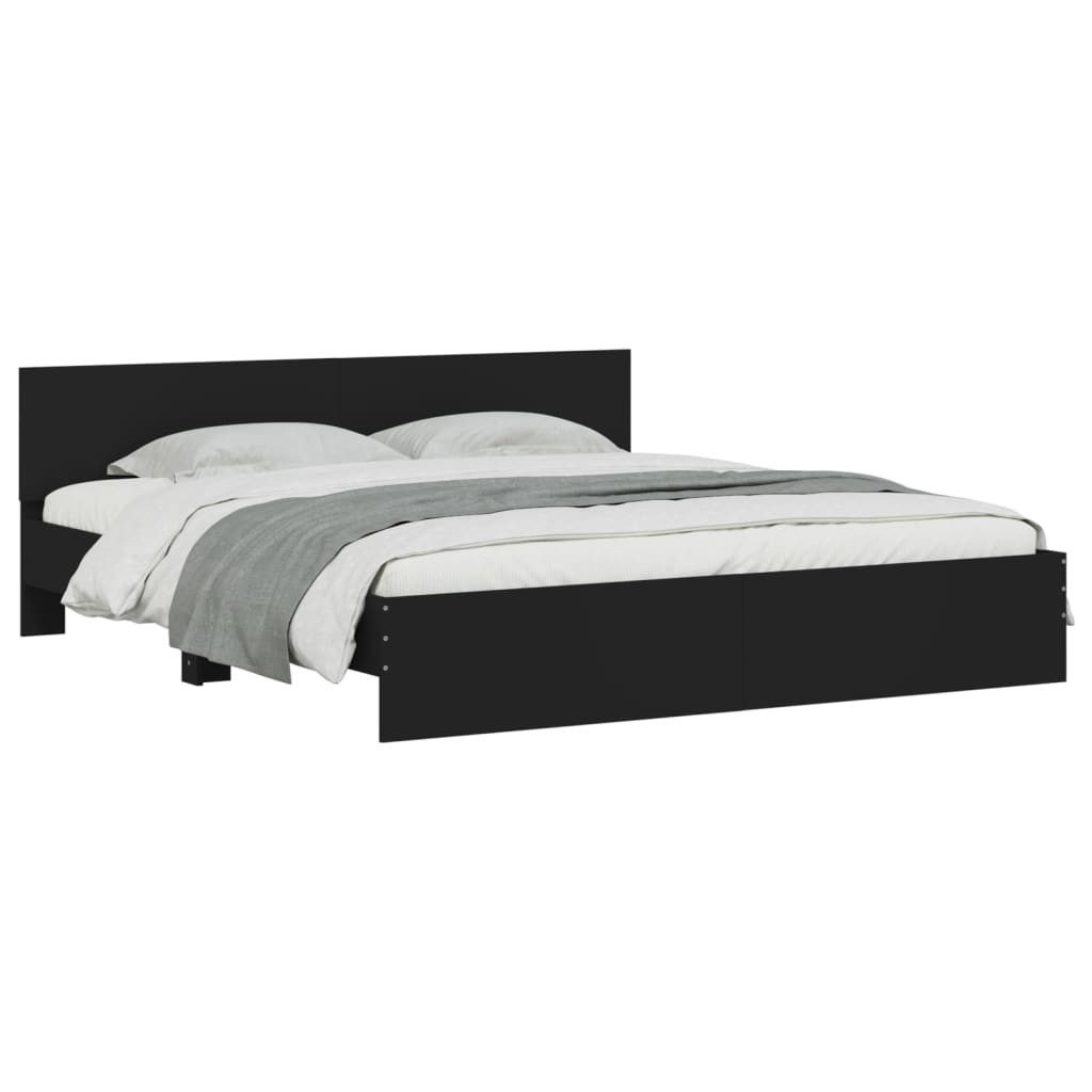 furnicato Bettgestell mit Kopfteil Schwarz 200x200 cm