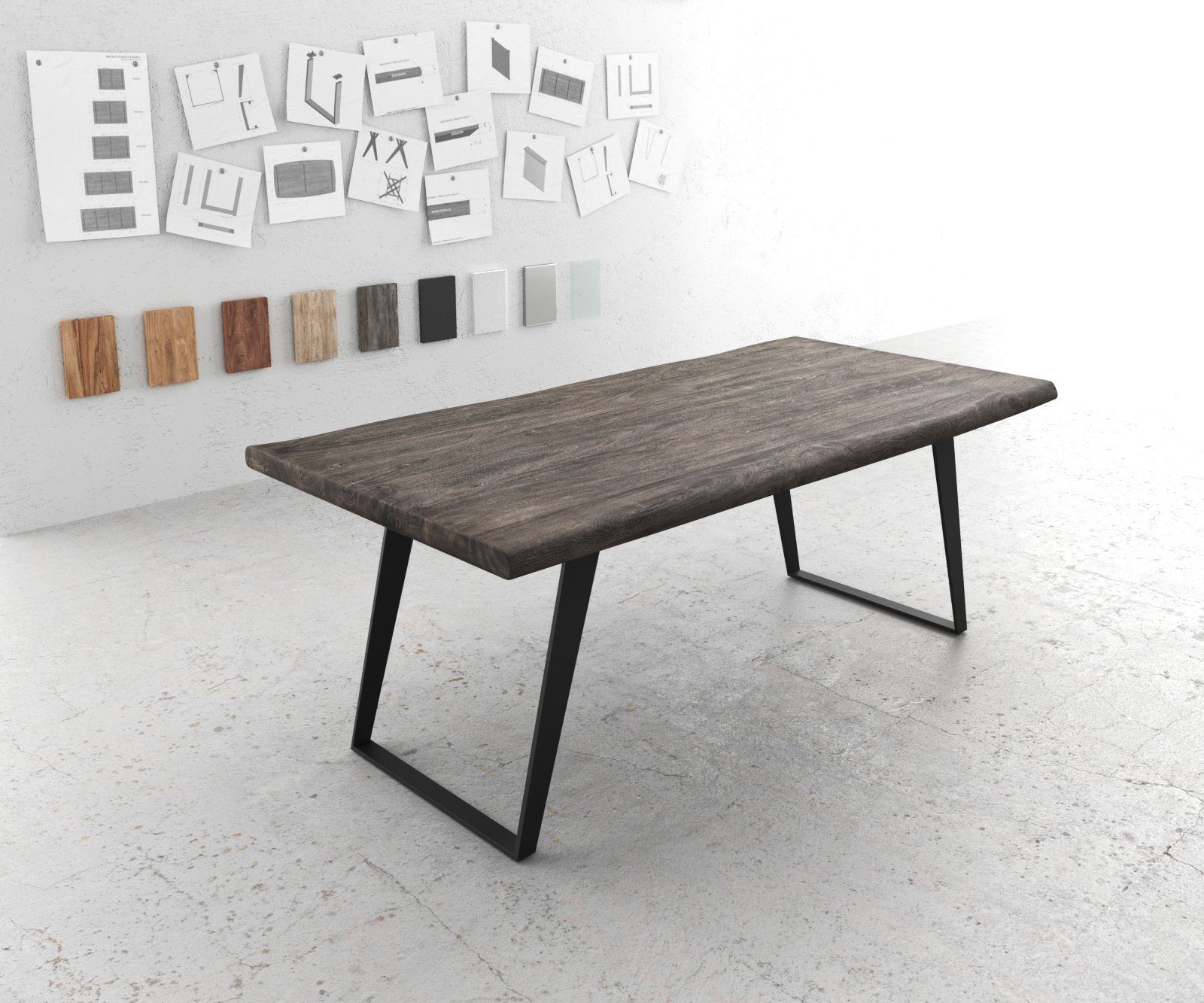 DELIFE Esstisch Edge, Akazie Platin 200x100 günstig online kaufen