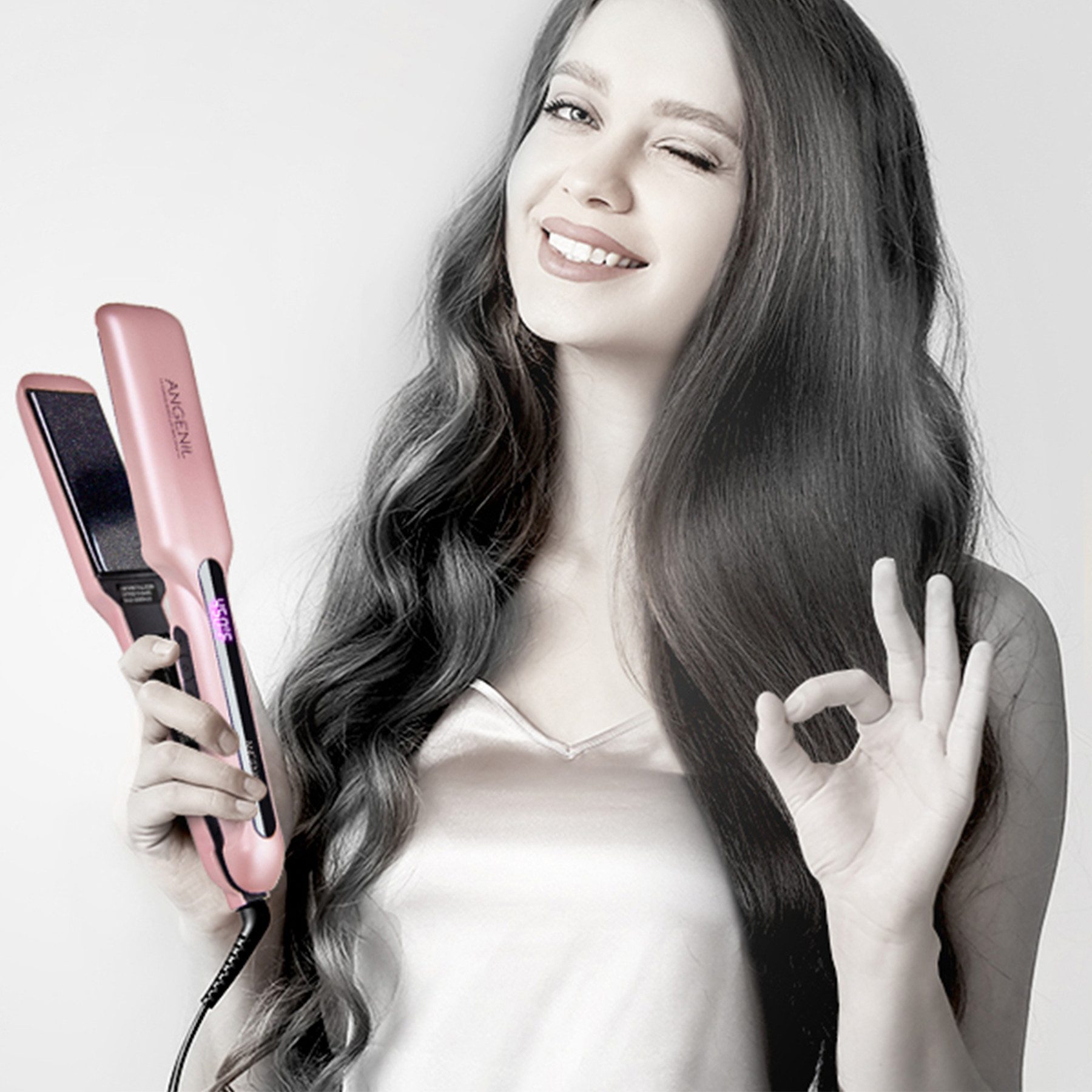 ANGENIL Glätteisen für Locken und Glätten, Haarglätter und Lockenstab 2 in 1, Haar Glätteisen Keramik Ionen Technologie, Glatteisen 1.6" Breite Platten, Hair Ir – Bild 3 von 5