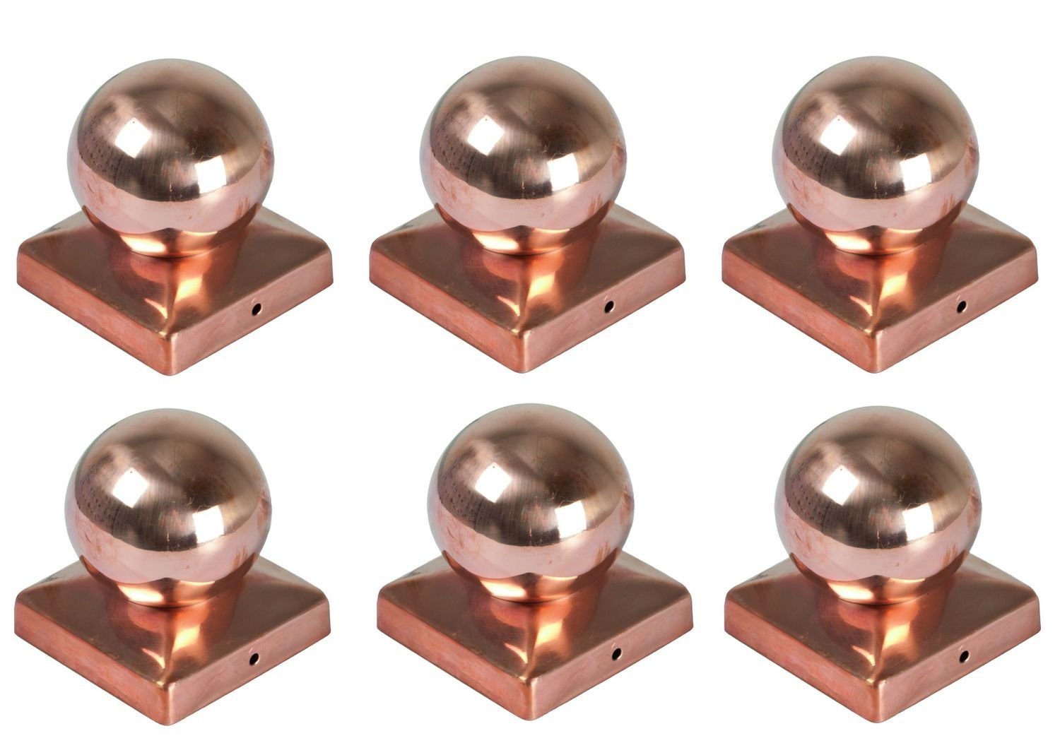 Pfostenkappe 6x Kupfer Pfostenkappe Kugel 90x90 mm Zaunkappe Zierkappe Pfahl Kappe