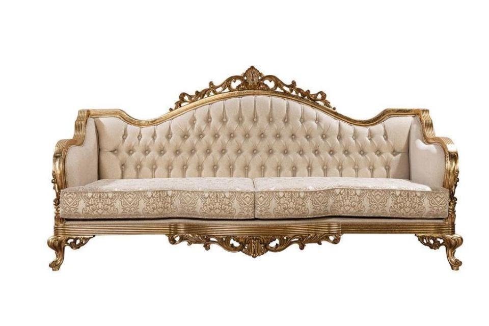 Sofagarnitur Couchtisch, Sessel 3 Sitzer / Goldene / Sofa, Polster Couch JVmoebel 3+1 Möbel Sofa Couchtisch Klassische