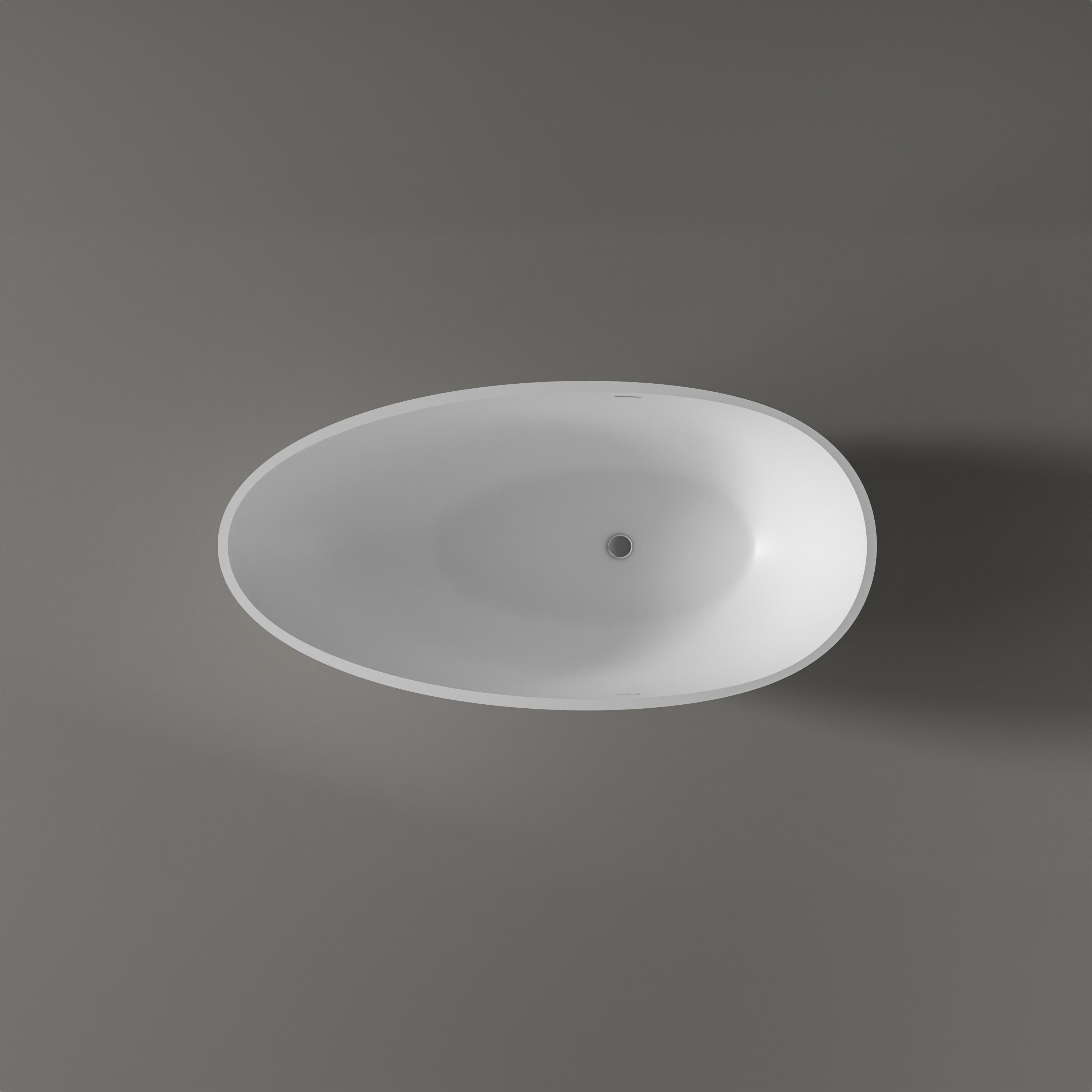 Bernstein Badewanne VIGO Weiß matt 150 x 75 cm, Freistehende Badewanne Mineralguss oval klein
