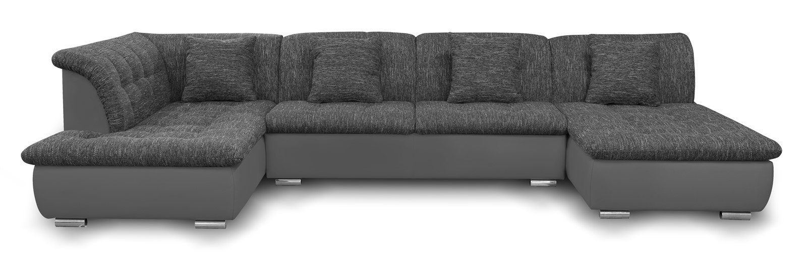Fun Möbel Wohnlandschaft Couchgarnitur Wohnlandschaft NICOLE, inkl. 4 Rückenkissen, mit oder ohne Schlaffunktion Grau-Schwarz