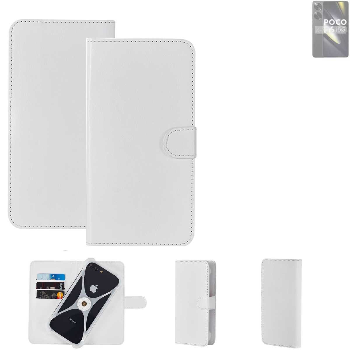 K-S-Trade Handyhülle für POCO F6, Handy Hülle Schutz Hülle Cover Case Bookstyle Bumper weiß 1x
