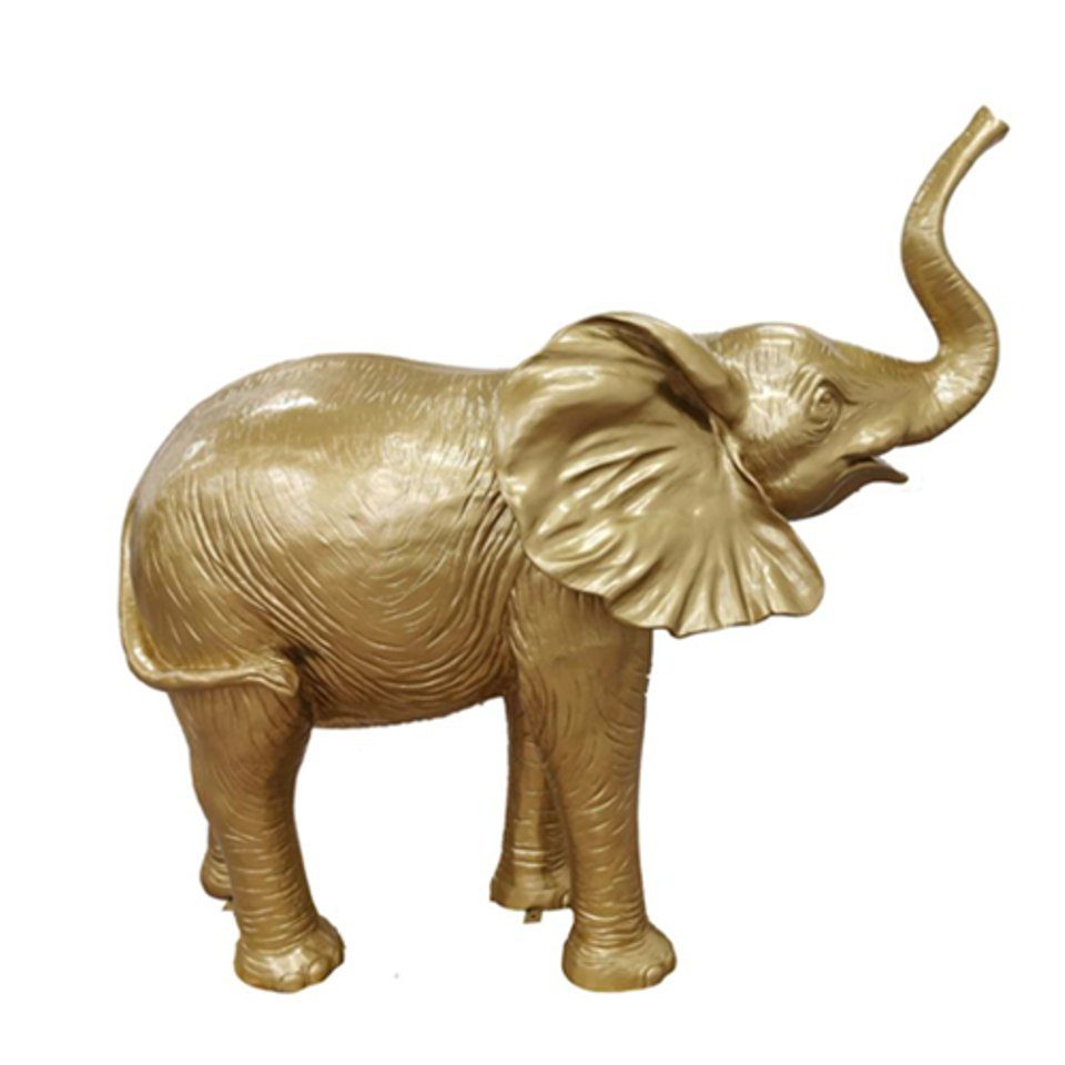 Skulptur Figuren Statue Elefant Skulptur Kunststoff Statuen Figur JVmoebel 160x160cm Goldene aus