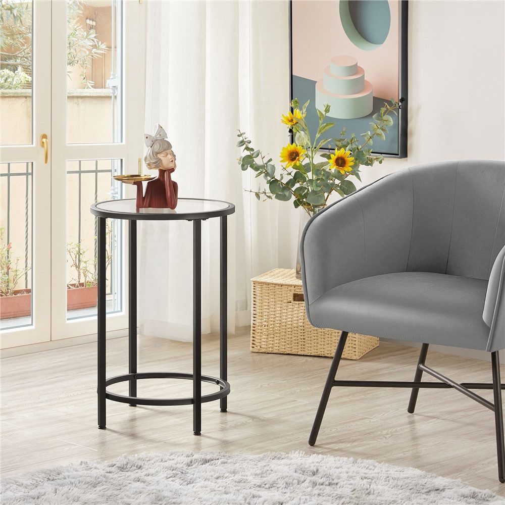 Yaheetech Beistelltisch rund Glastisch, Kleiner Couchtisch Ø 41 cm günstig online kaufen