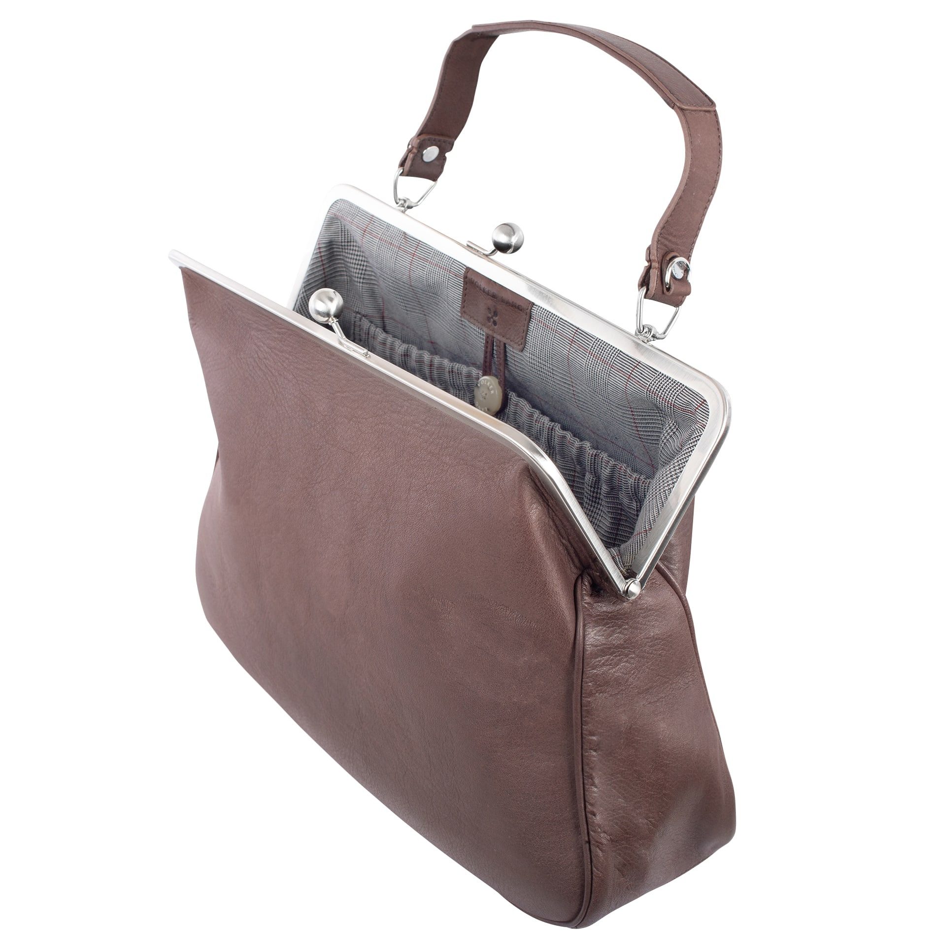 VOLKER LANG Schultertasche GRACE  Elegante Damen Bügeltasche aus italienischem Leder