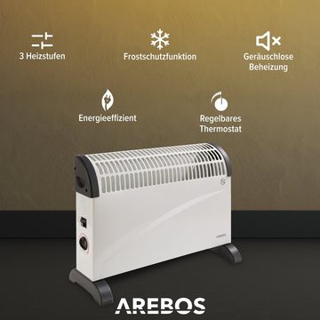 Arebos Konvektor 2x Standfüße, 2000 Watt, Thermostat, Frostwächter-Funktion, 2000 W