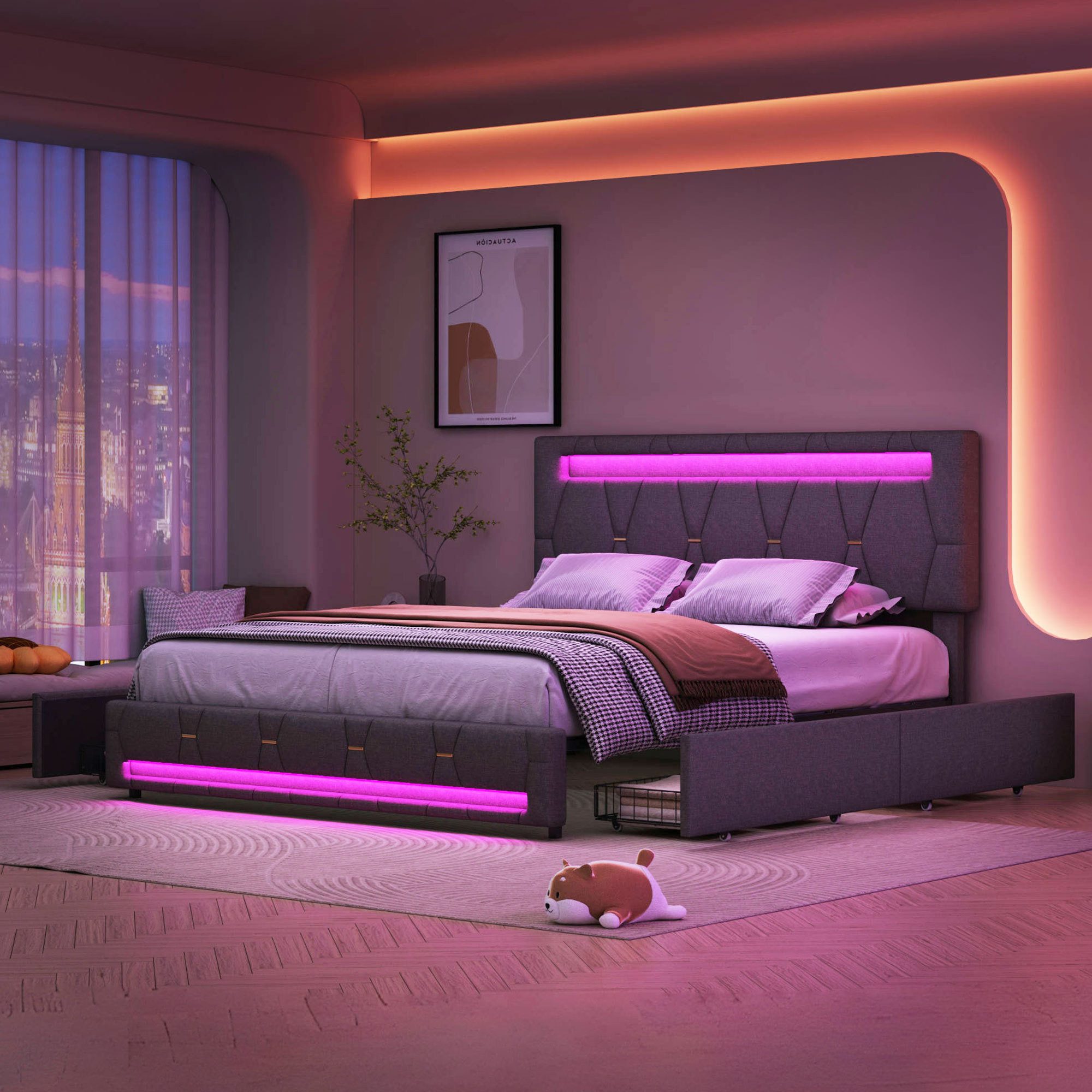 PXloue Polsterbett Doppelbett Stauraumbett mit bettkasten, mit Lattenrost u günstig online kaufen