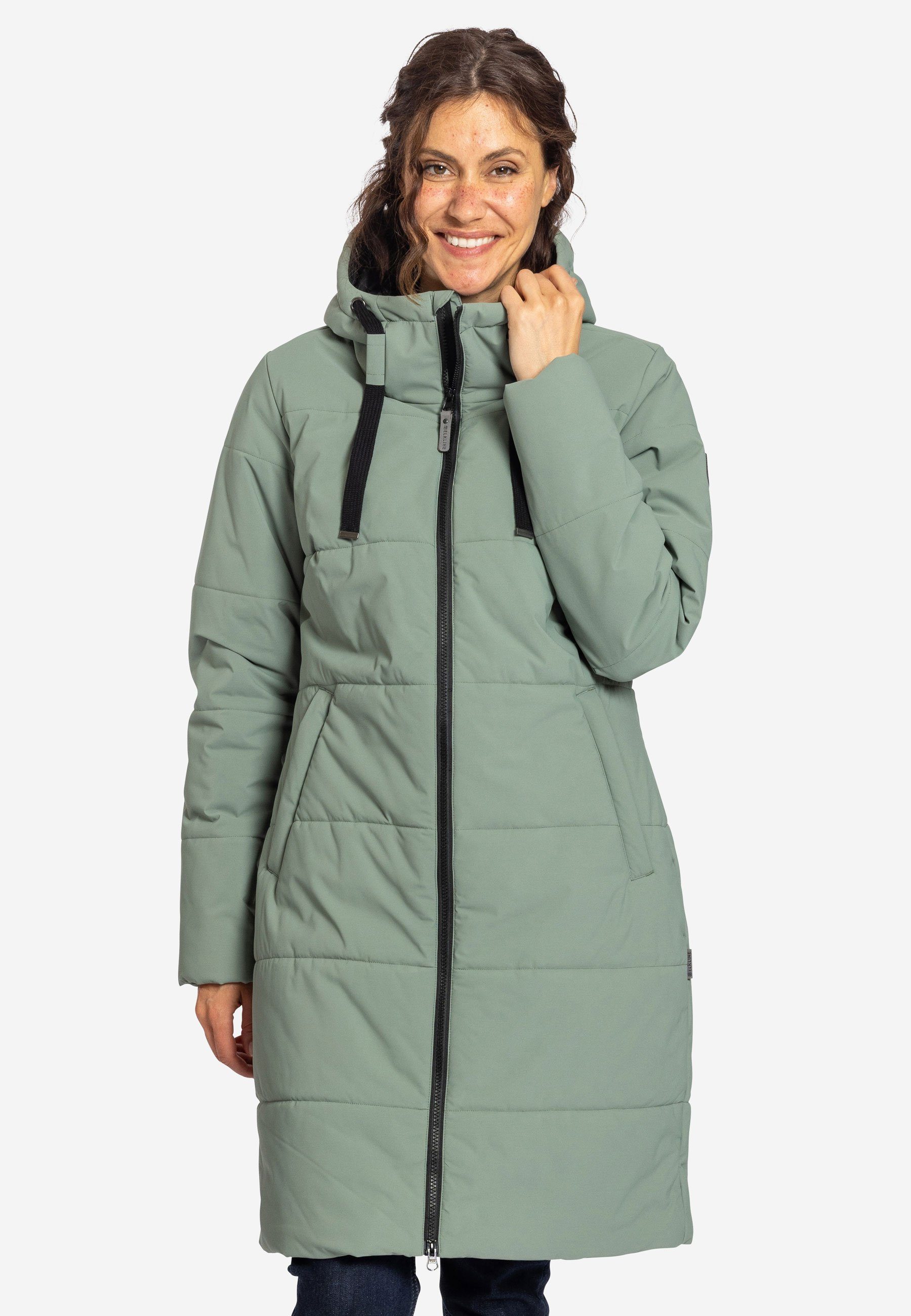 leichter 2-Wege-Reißverschluss soft Comfort Winterjacke langer Mantel, Elkline olive