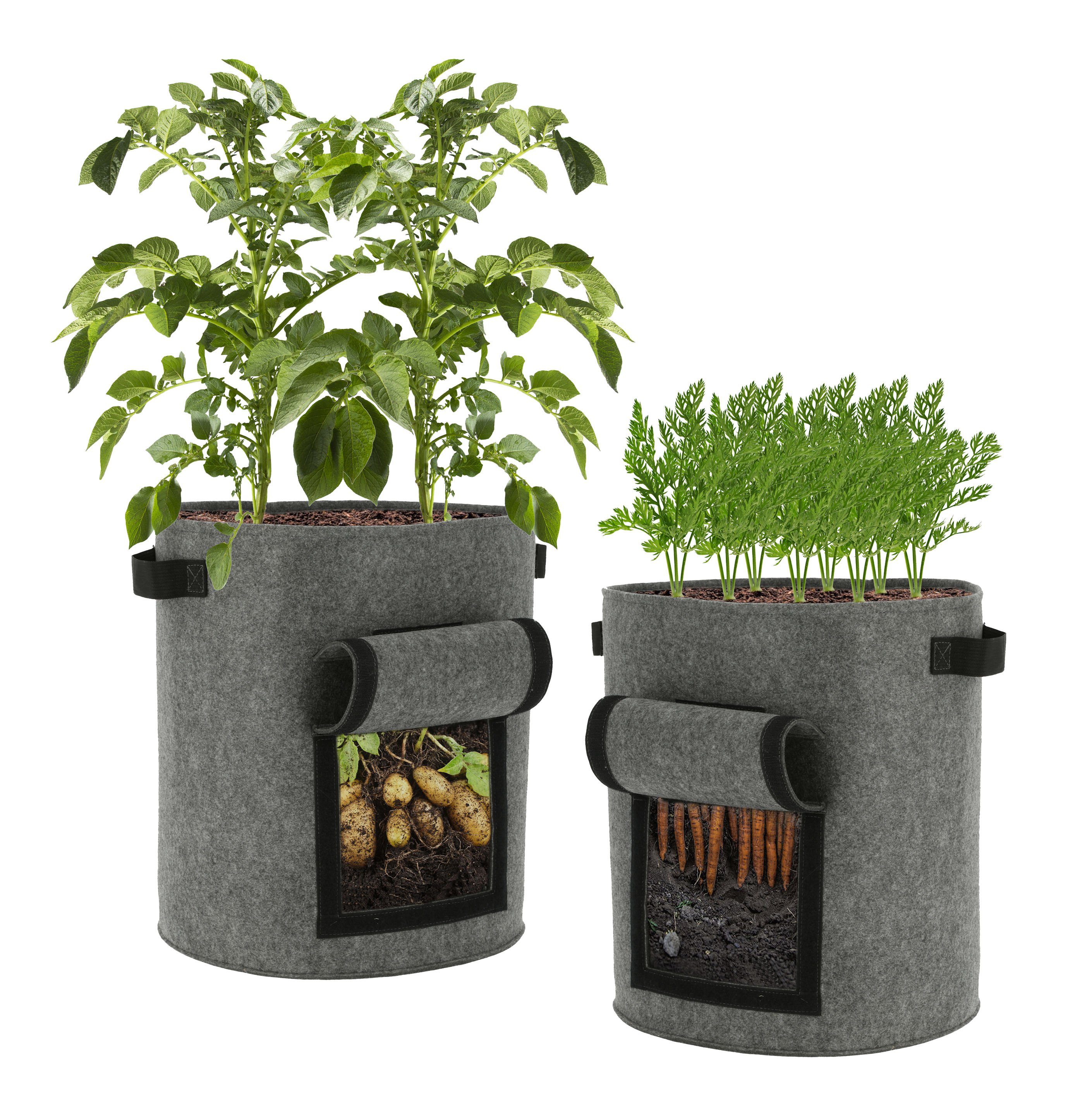 Spetebo Blumentopf XXL Kartoffel Pflanzsack - 2er Set / je 70 Liter (2er Set, 2 St., Pflanzsack), Pflanzbeutel mit Griffen und Sichtfenster