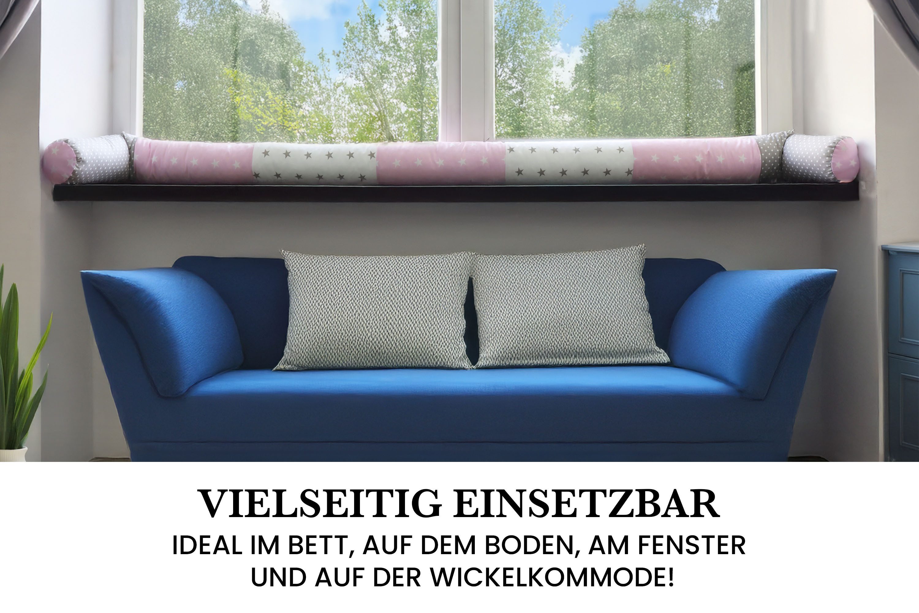 Amilian Nestchenschlange Bettschlange 210cm - Seitenschläferkissen - Nestschlangen, (Nestchenschlange für Kinderbett, Nestchen, Bettumrandung als Kopfschutz, Ka – Bild 5 von 5