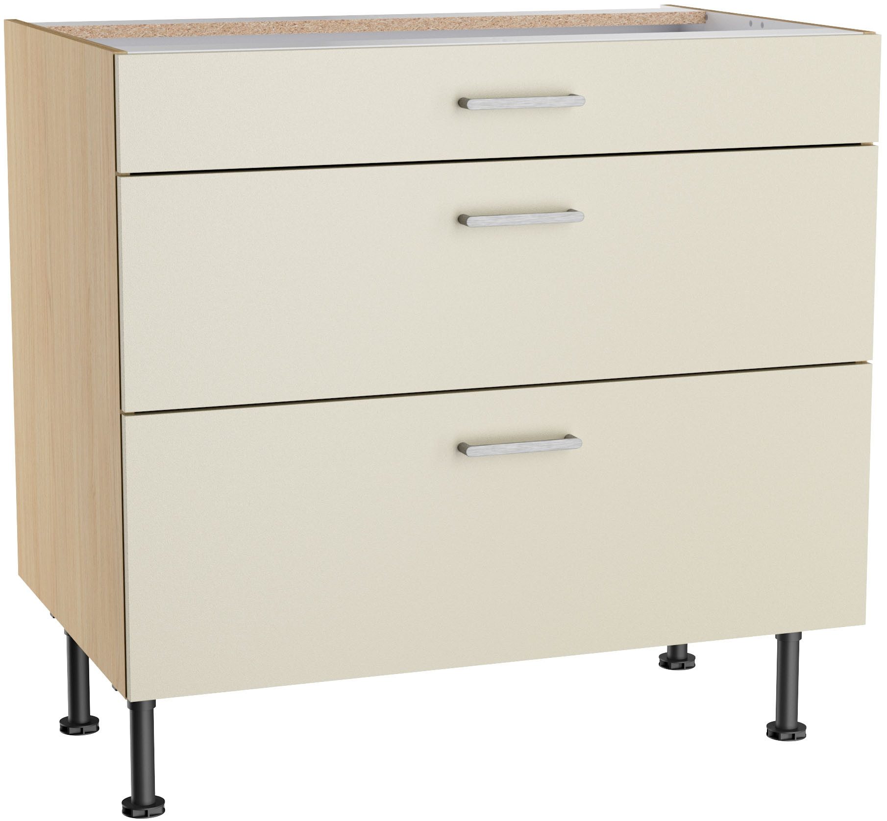 KOCHSTATION Unterschrank KS-Lucy Breite 90 cm, 1 Schubkasten, 2 Auszügen, Soft-Close, verstellbare Füße