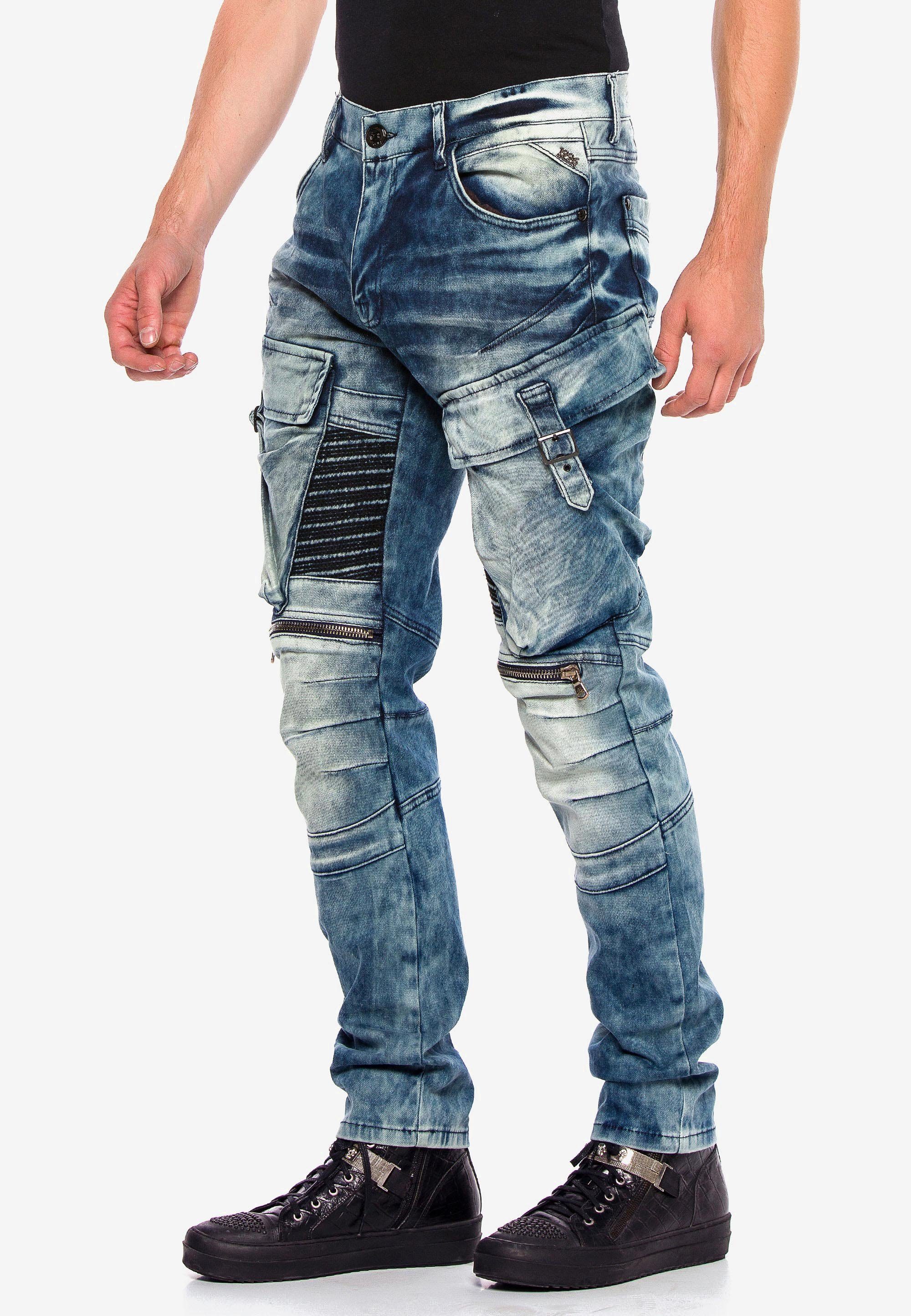 Baxx mit Cipo lässigen & Beintaschen Bequeme Jeans blau