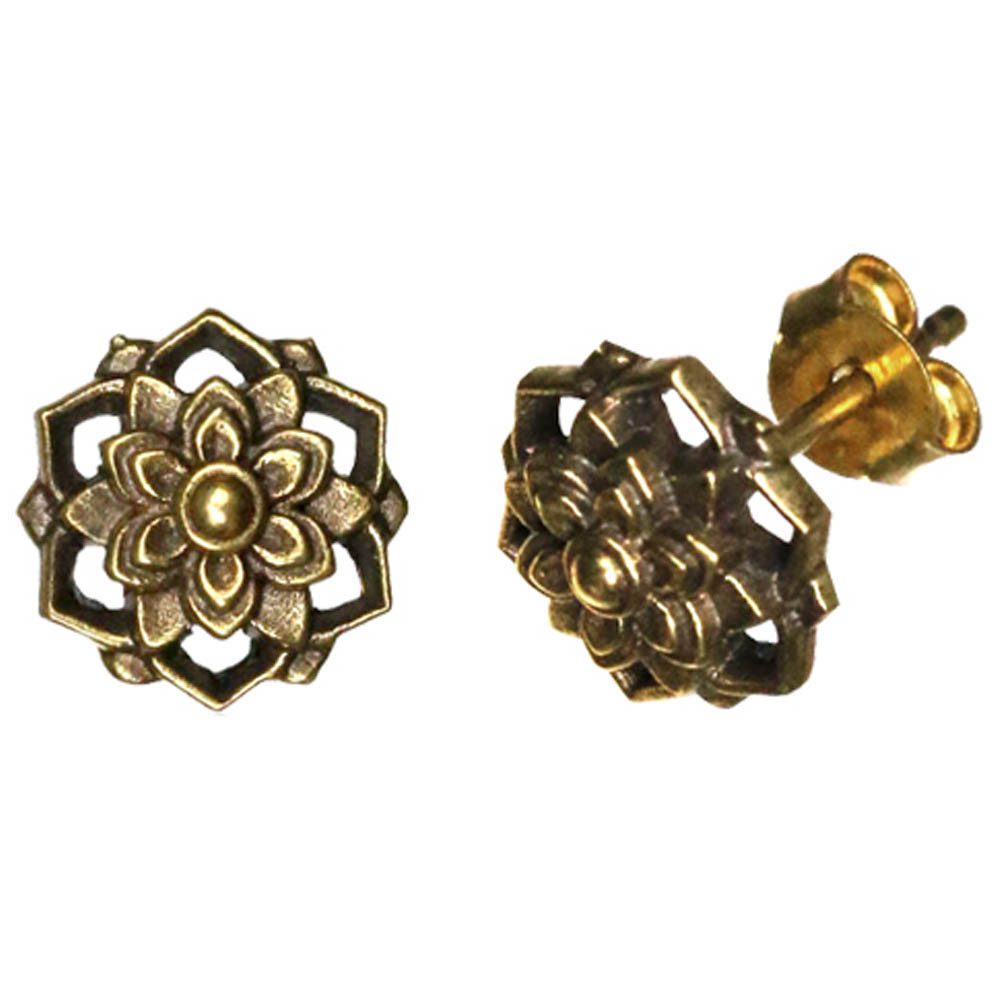 viva-adorno Paar Ohrstecker Damen Ohrringe Messing Ethno Vintage Antik Style Blumen Blüten
