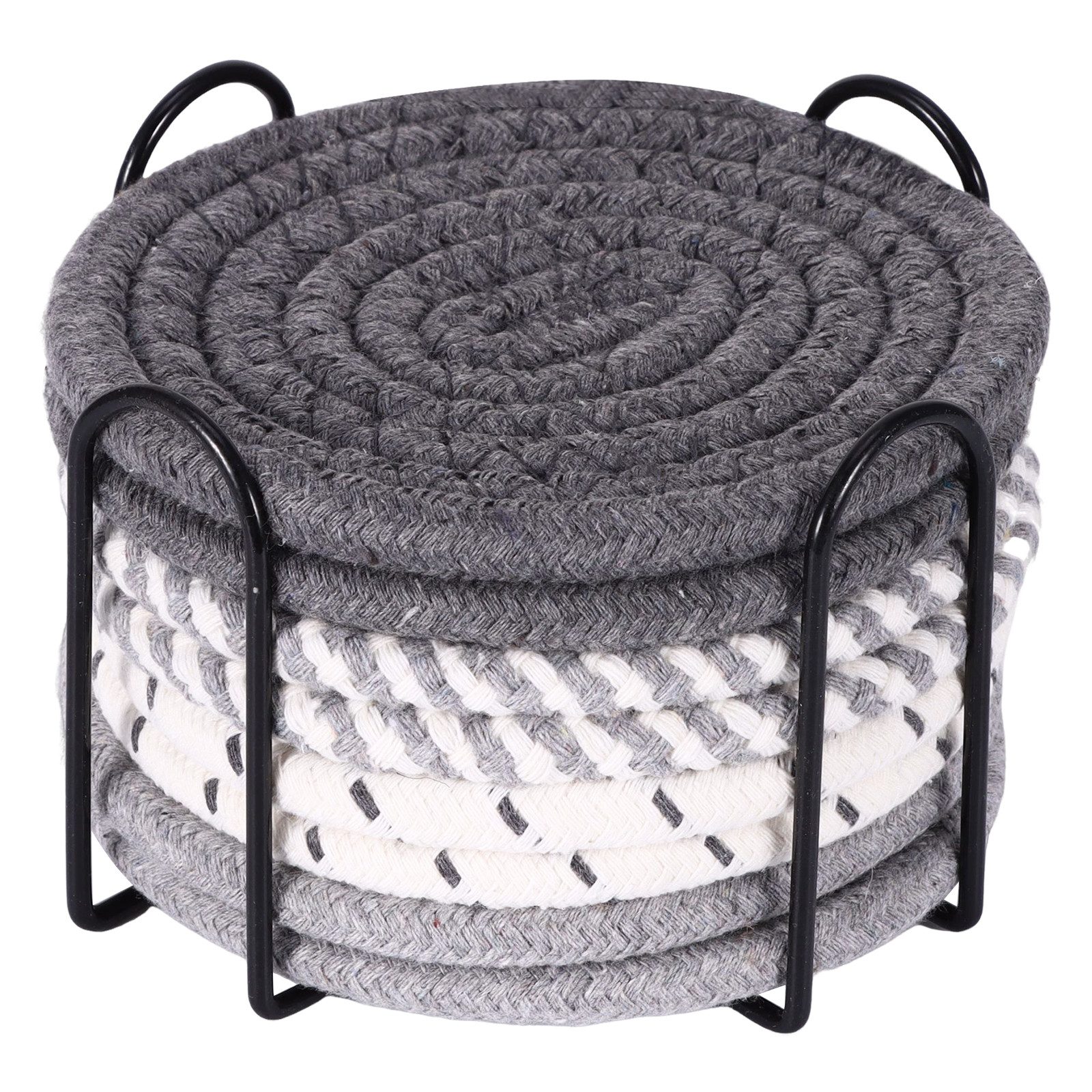 BlingBin Getränkeuntersetzer 8 Stk Untersetzer Getränke, Glasuntersetzer Rund für Gläser mit Halter, Zubehör für Getränke Tassen Glas Coasters, 1er Set, 8-tlg., rutschfest Tassenuntersetzer Abwaschbar Verschleißfest Tasse Matten