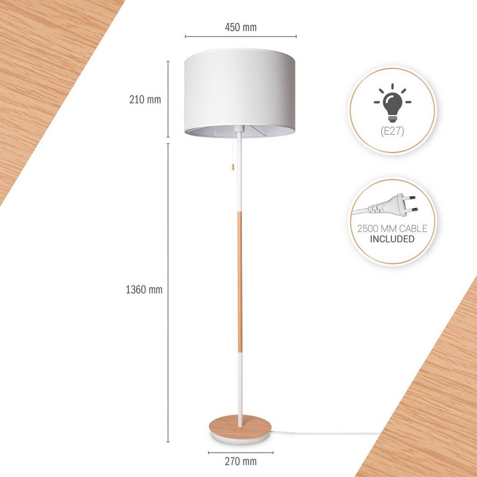 Paco Home Stehlampe EK CA UNI COLOR, ohne Leuchtmittel, Stoffschirm  Wohnzimmer Skandi Standleuchte E27 Einfarbig Stofflampe