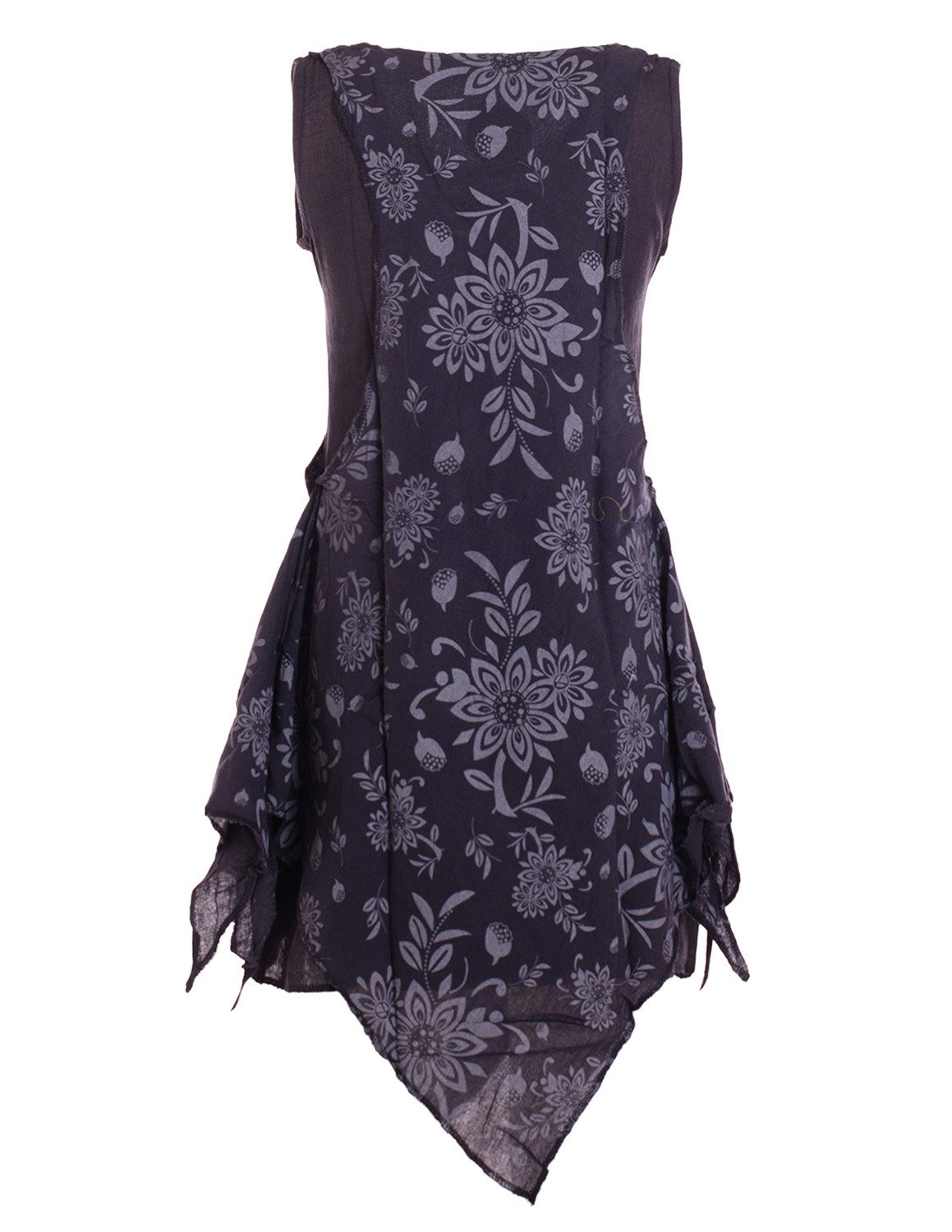 Vishes Zipfelkleid Strandkleid Damen Lagenlook Zipfel Blumenprint Baumwolle Alternative Mode, Boho, Hippie, Ethno, Festival – Bild 4 von 4
