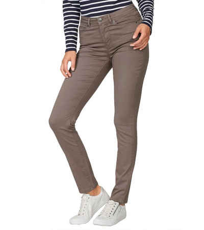 Cheer Regular-fit-Jeans »Cheer Hose Color-Jeans bequeme Damen Slim Fit-Hose mit Crinkle-Effekten Langgröße Trend-Hose Taupe«