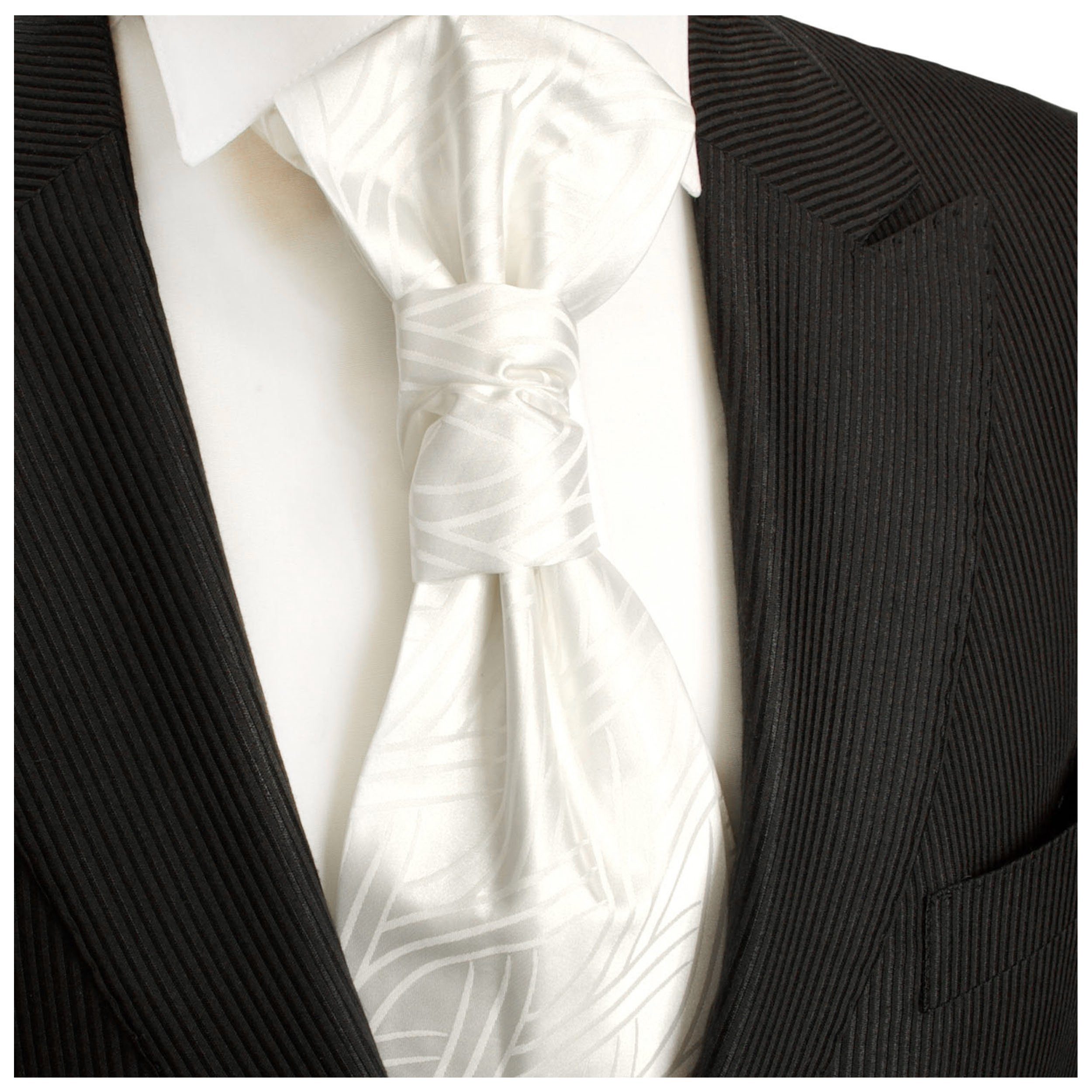 gestreift Paul Plastron vorgebunden Hochzeitskrawatte Malone ivory Krawatte v25 Elegantes - Herren