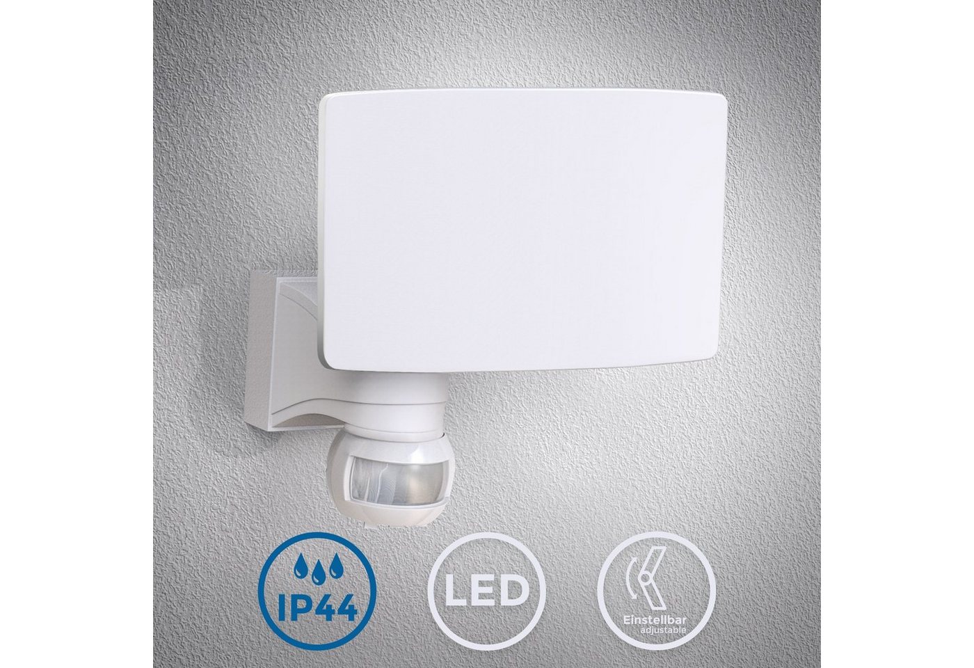 B.K.Licht LED Außen-Wandleuchte, Außenstrahler mit Bewegungsmelder Wandlampe Sensor Hausbeleuchtung 20W 2300 Lumen IP44 weiß-HomeTrends