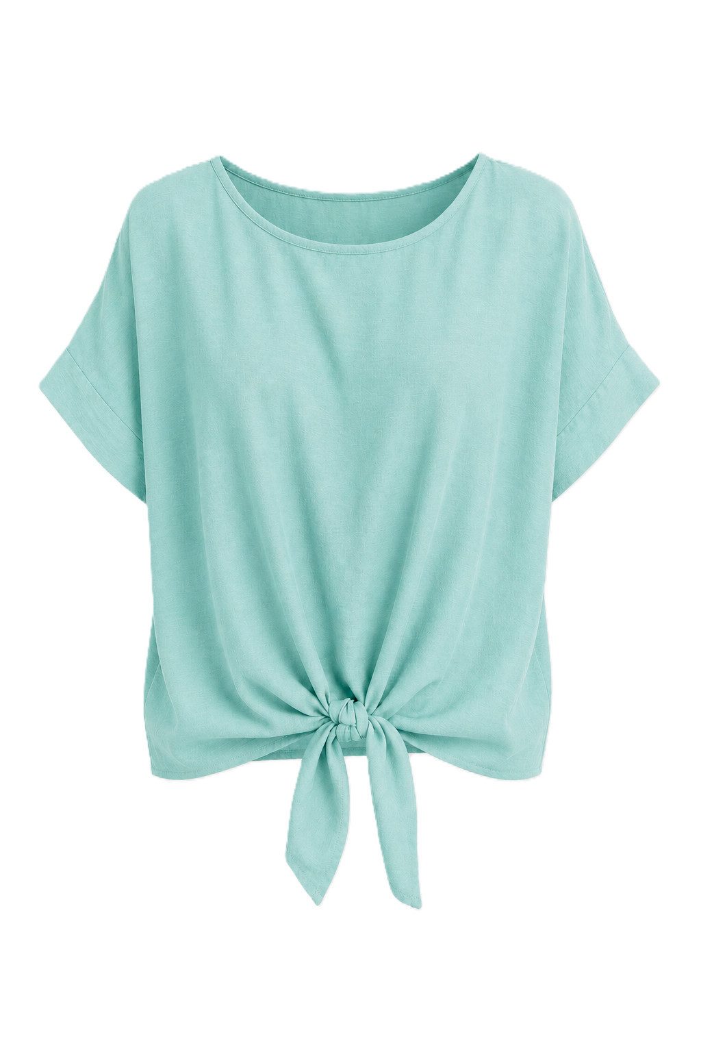 ITALY VIBES Kurzarmbluse - sommerliche Bluse - Blusenshirt Damen mit Knotendetail ONE SIZE / passend für Größe S - L
