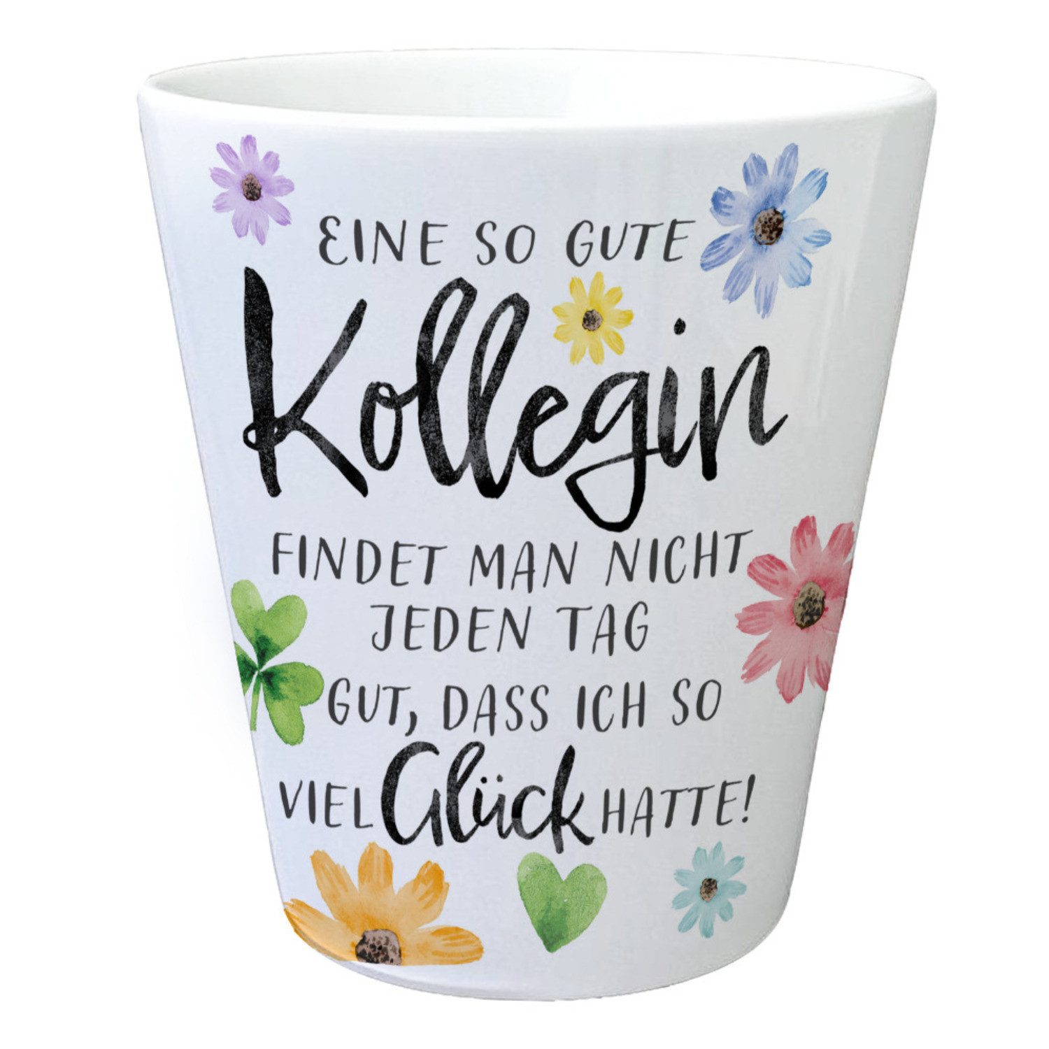 speecheese Blumentopf Blüten und Blätter Blumentopf mit Spruch Glück gehabt günstig online kaufen